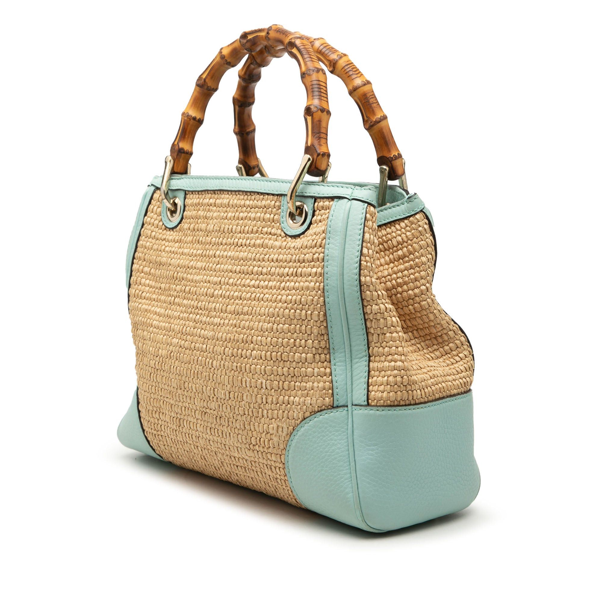Gucci Small Raffia Bamboo Shopper Satchel Size ONE SIZE - 2 Thumbnail
