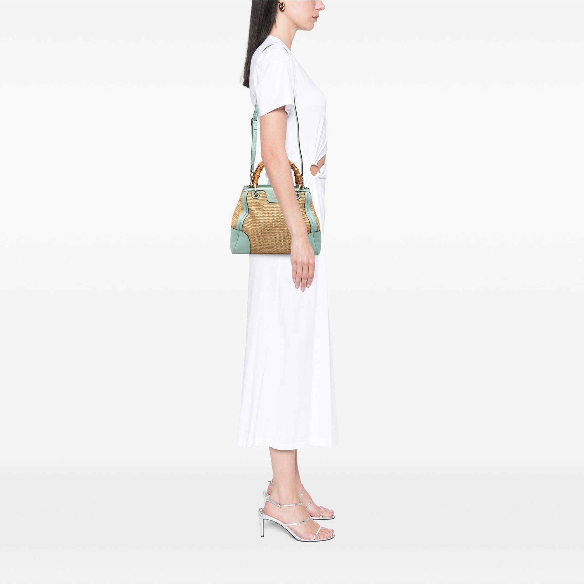 Gucci Small Raffia Bamboo Shopper Satchel Size ONE SIZE - 7 Thumbnail