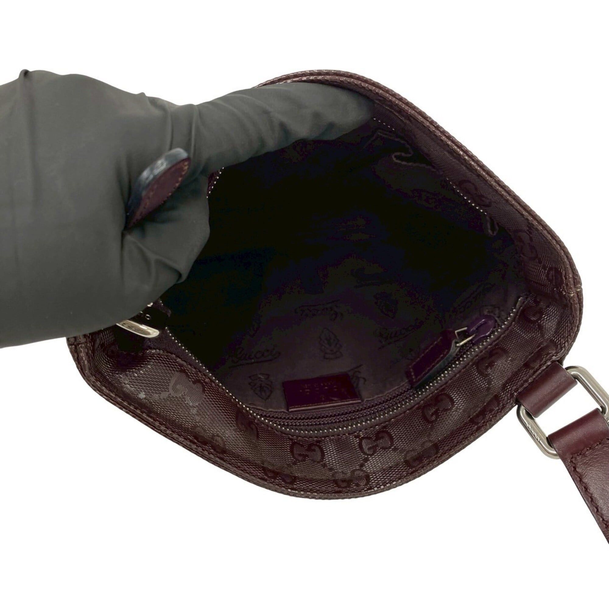 Gucci GUCCI GG Imprime Logo All-Over Print Leather Mini Shoulder Bag/Pouch/Sacoche - Bordeaux/Wine Red 64758 Size ONE SIZE - 9 Thumbnail