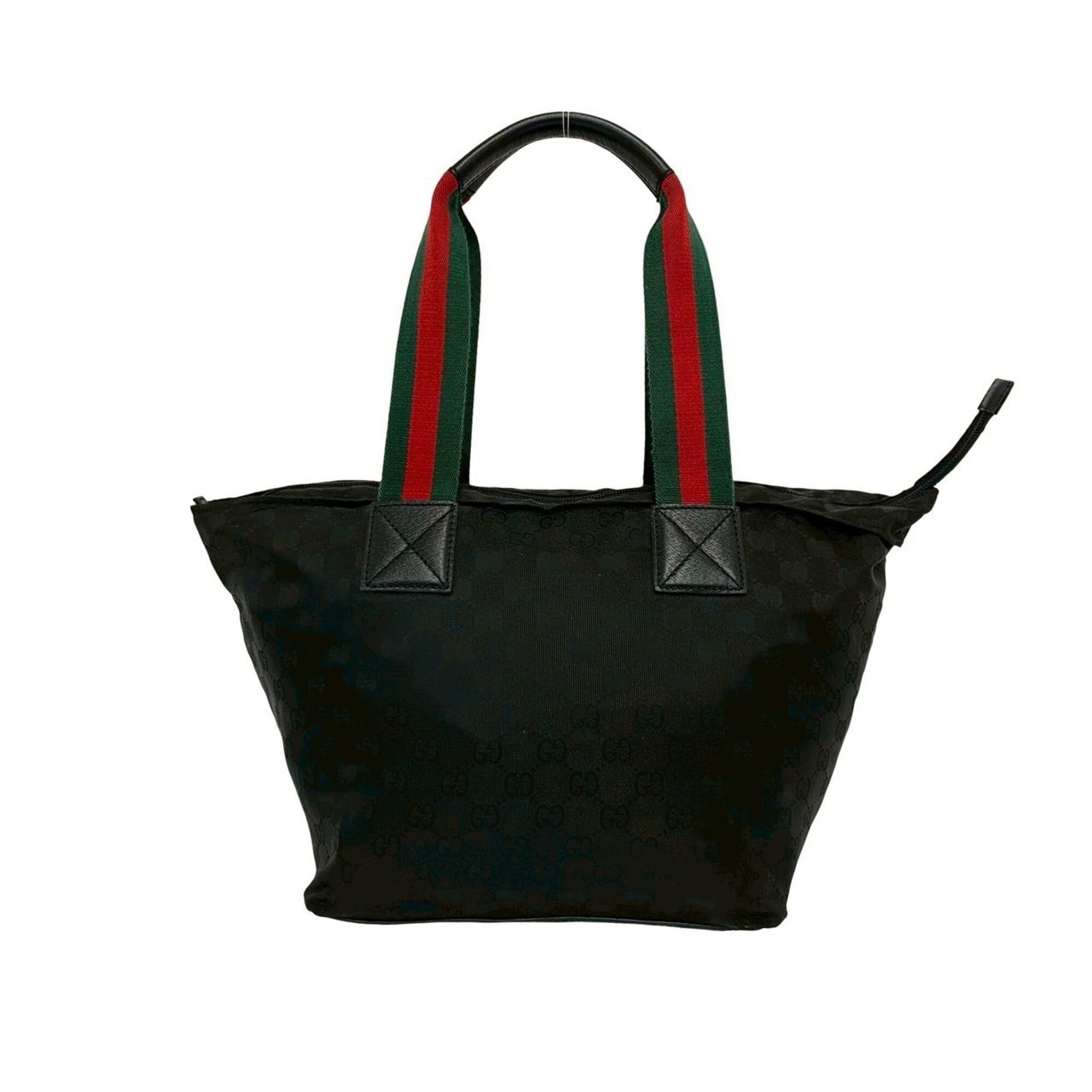 Gucci GUCCI Sherry Line GG Canvas Nylon Leather Genuine Tote Bag Handbag Black Red Green 68548 Size ONE SIZE - 3 Thumbnail
