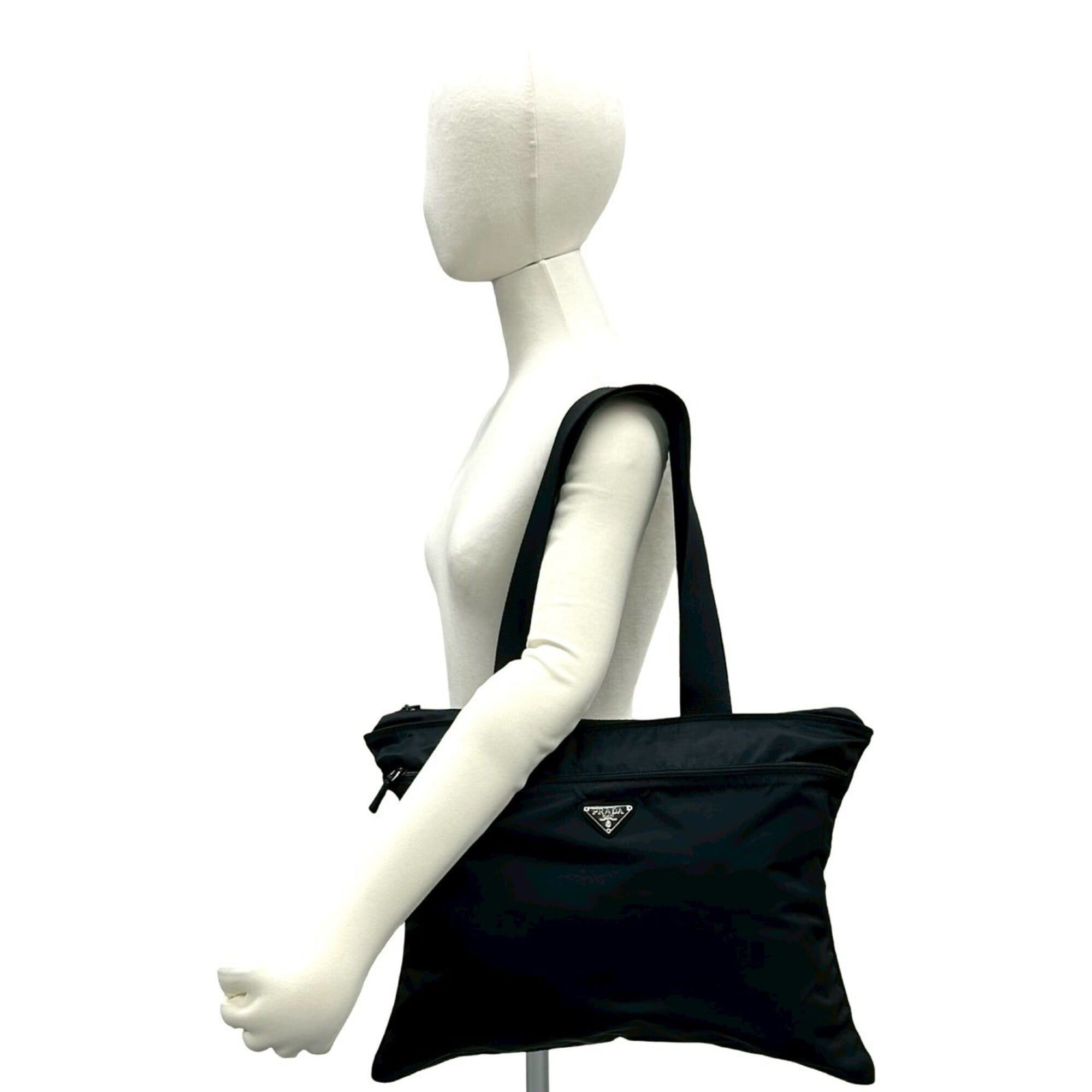 Prada Prada Triangle Logo Plate Hardware Tessuto Nylon Tote Bag Handbag Semi Shoulder Black 03683 Size ONE SIZE - 2 Thumbnail
