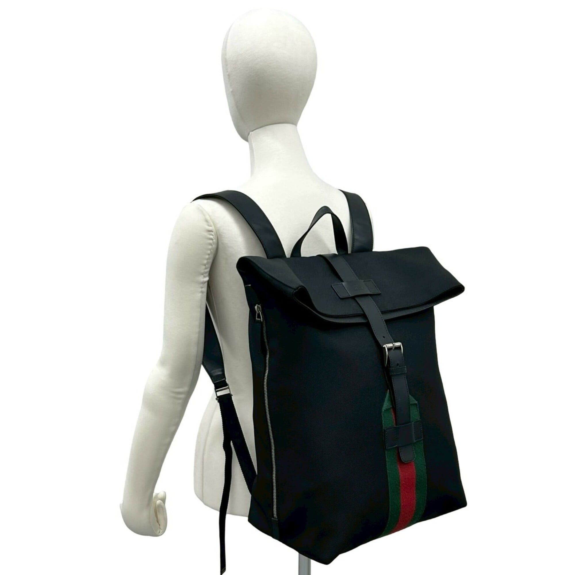 Gucci GUCCI Sherry Line Web Canvas Leather Backpack Daypack Black 18341 Size ONE SIZE - 2 Thumbnail