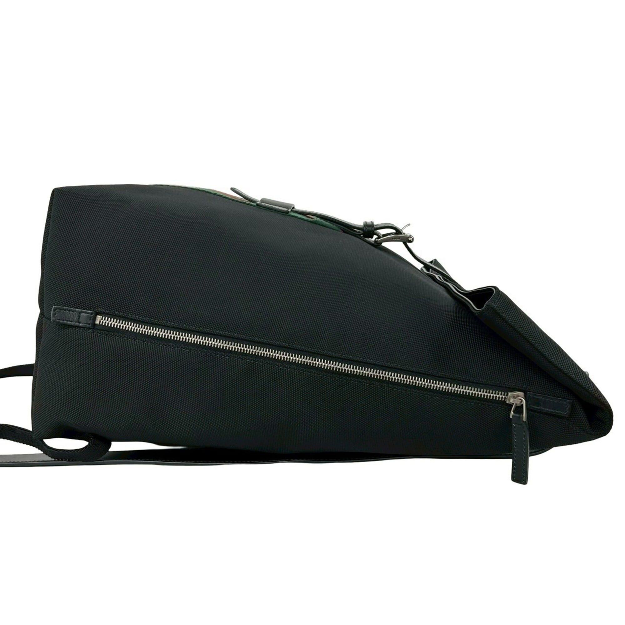 Gucci GUCCI Sherry Line Web Canvas Leather Backpack Daypack Black 18341 Size ONE SIZE - 6 Thumbnail