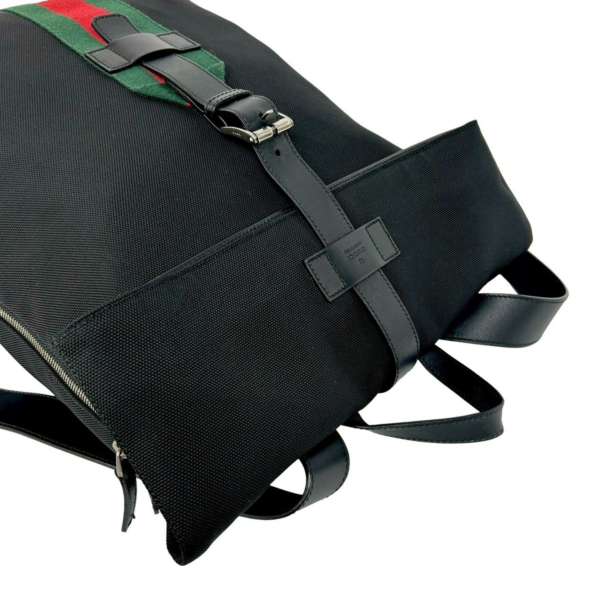 Gucci GUCCI Sherry Line Web Canvas Leather Backpack Daypack Black 18341 Size ONE SIZE - 4 Thumbnail
