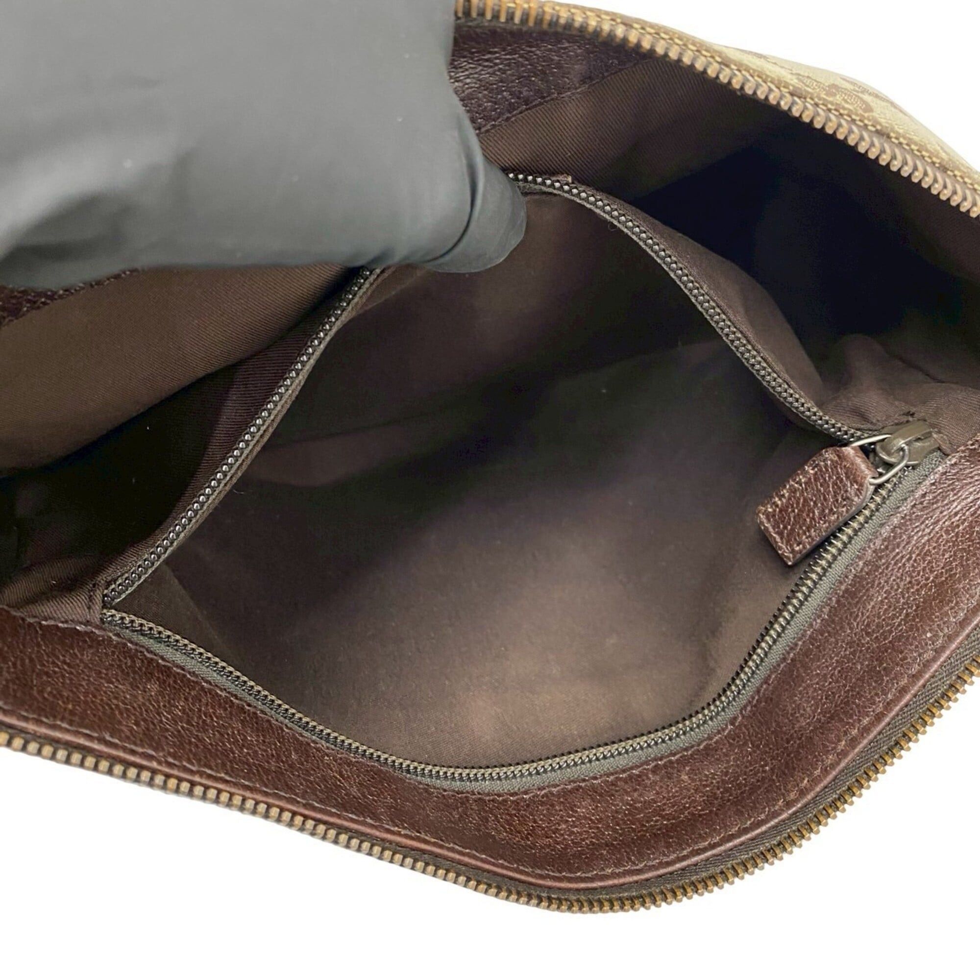 Gucci GUCCI GG Canvas Leather Genuine Shoulder Bag Pouch Sacoche Crossbody Brown 57887 Size ONE SIZE - 10 Thumbnail