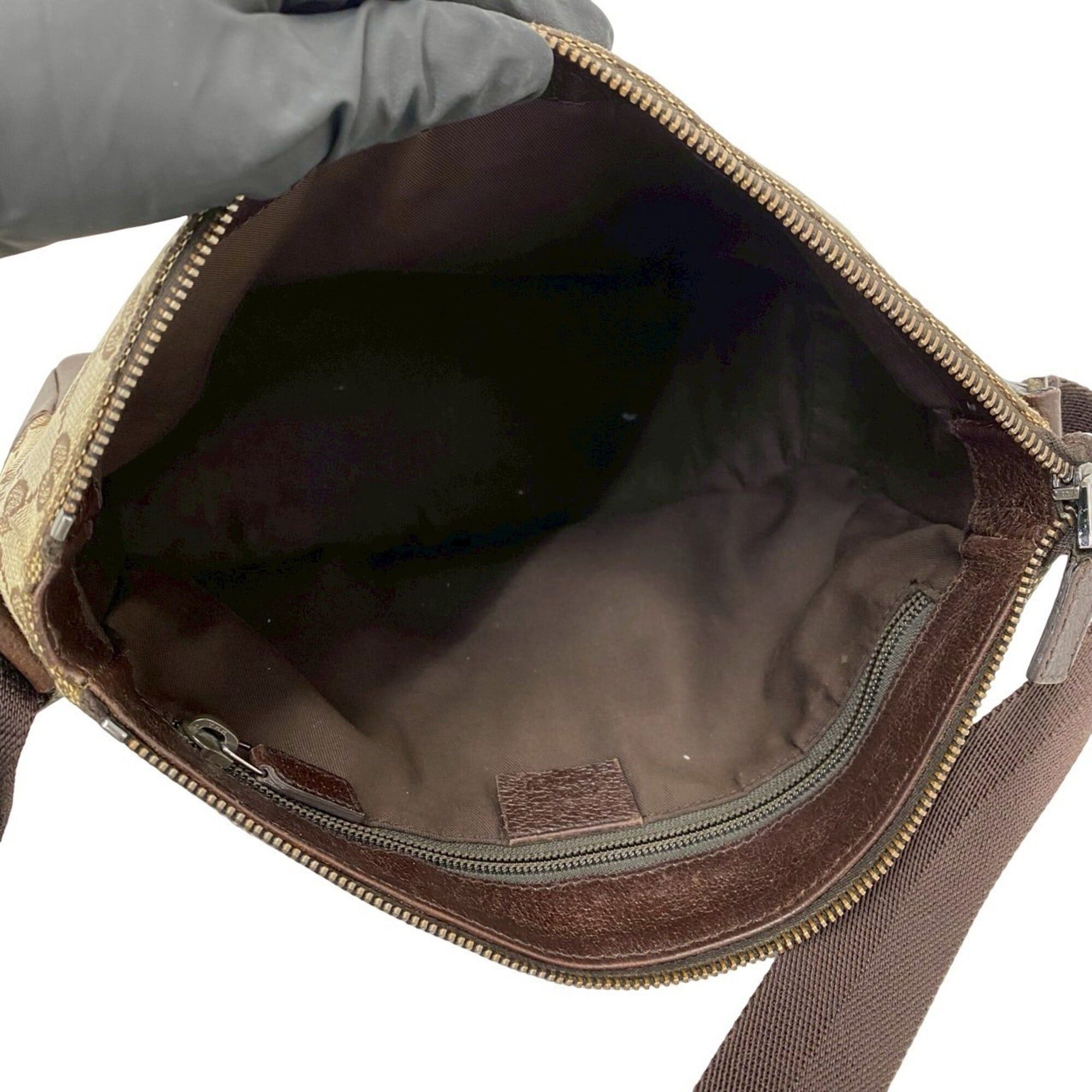 Gucci GUCCI GG Canvas Leather Genuine Shoulder Bag Pouch Sacoche Crossbody Brown 57887 Size ONE SIZE - 9 Thumbnail