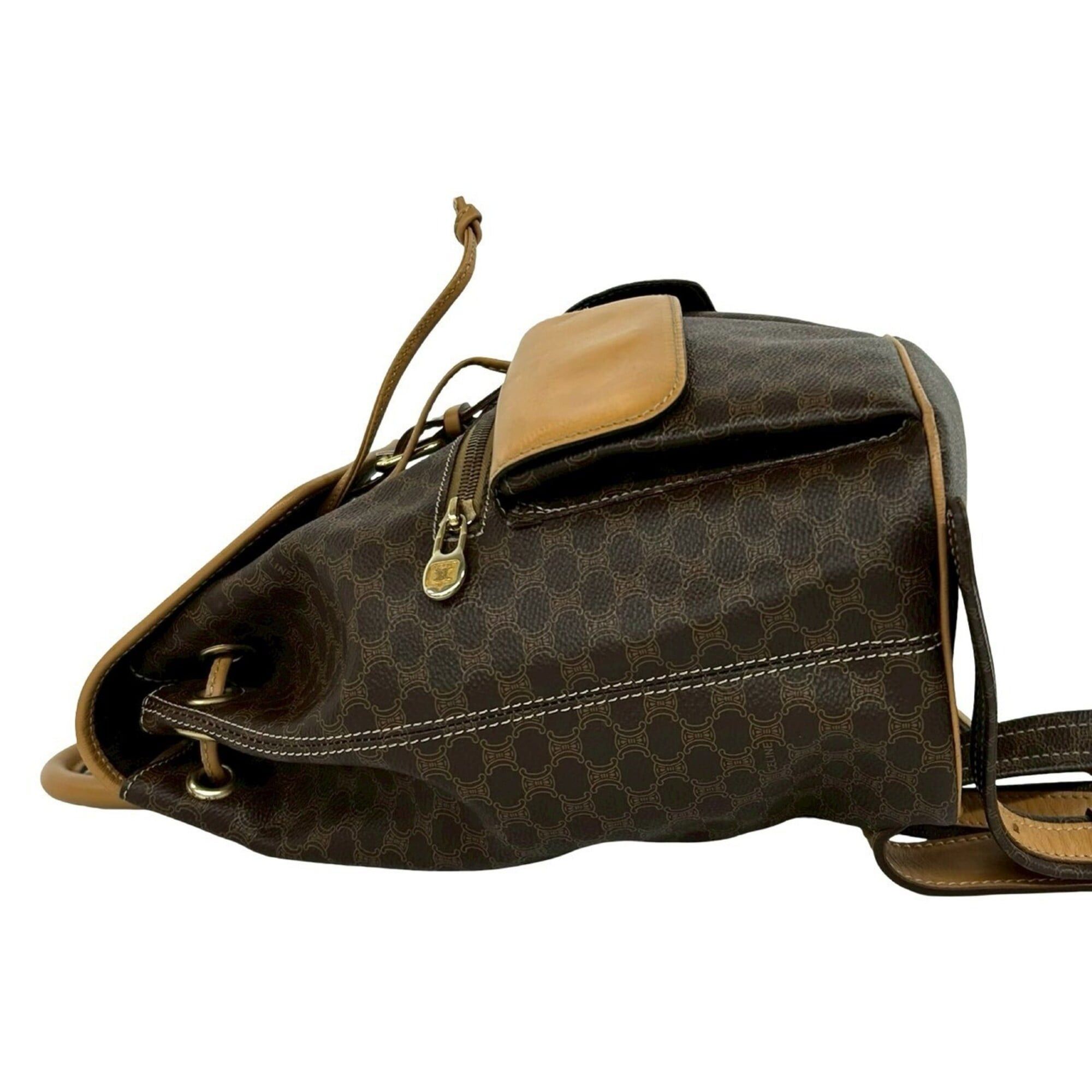 Celine CELINE Vintage Macadam Blazon Triomphe Pattern Leather Backpack Daypack Brown 69309 Size ONE SIZE - 5 Thumbnail