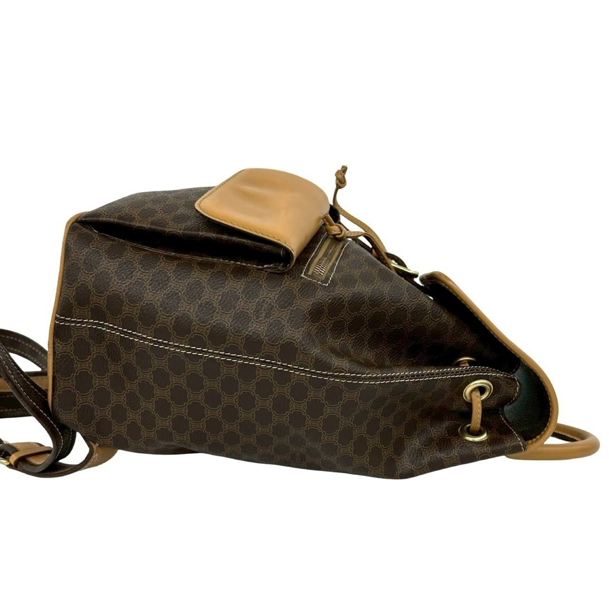 Celine CELINE Vintage Macadam Blazon Triomphe Pattern Leather Backpack Daypack Brown 69309 Size ONE SIZE - 6 Thumbnail