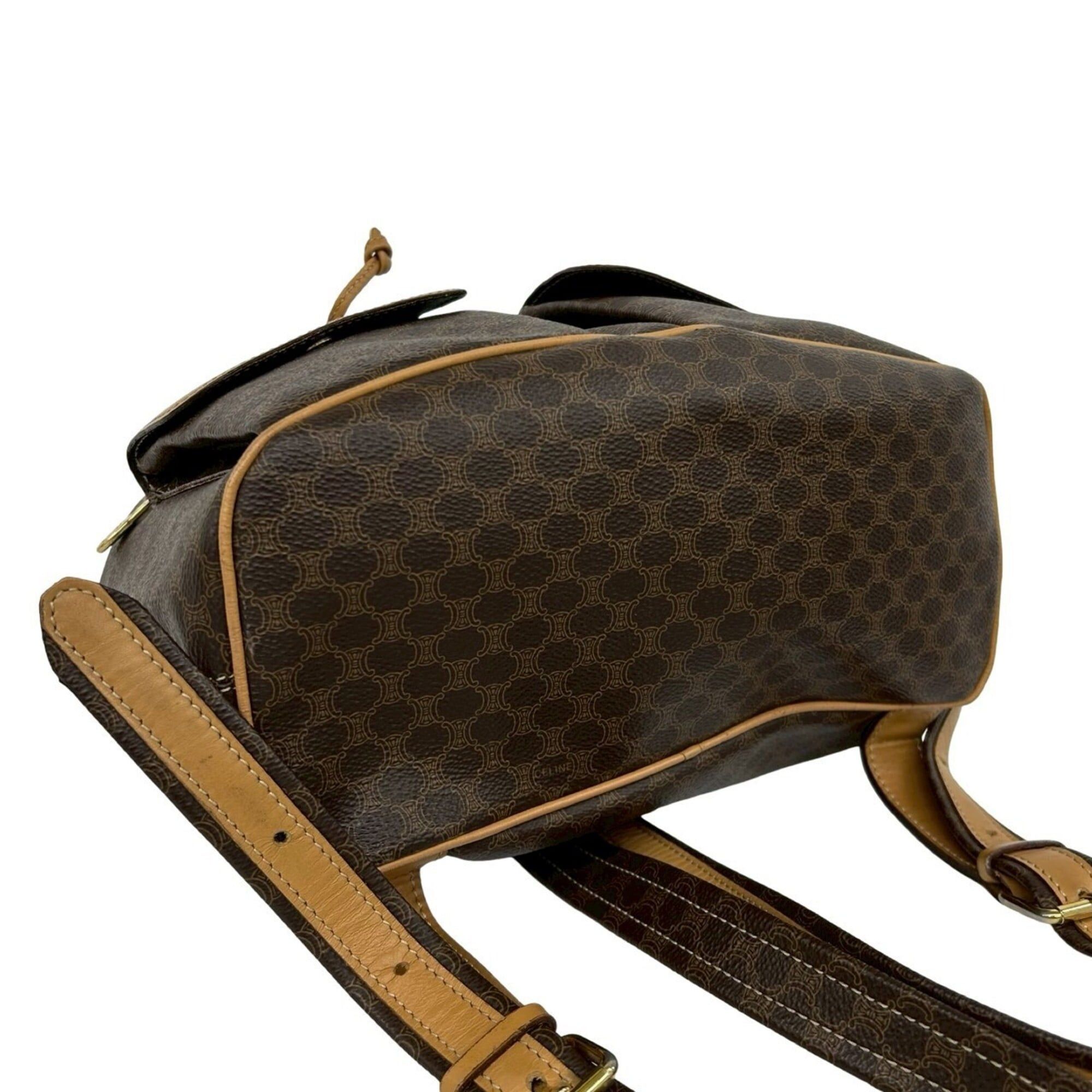 Celine CELINE Vintage Macadam Blazon Triomphe Pattern Leather Backpack Daypack Brown 69309 Size ONE SIZE - 7 Thumbnail
