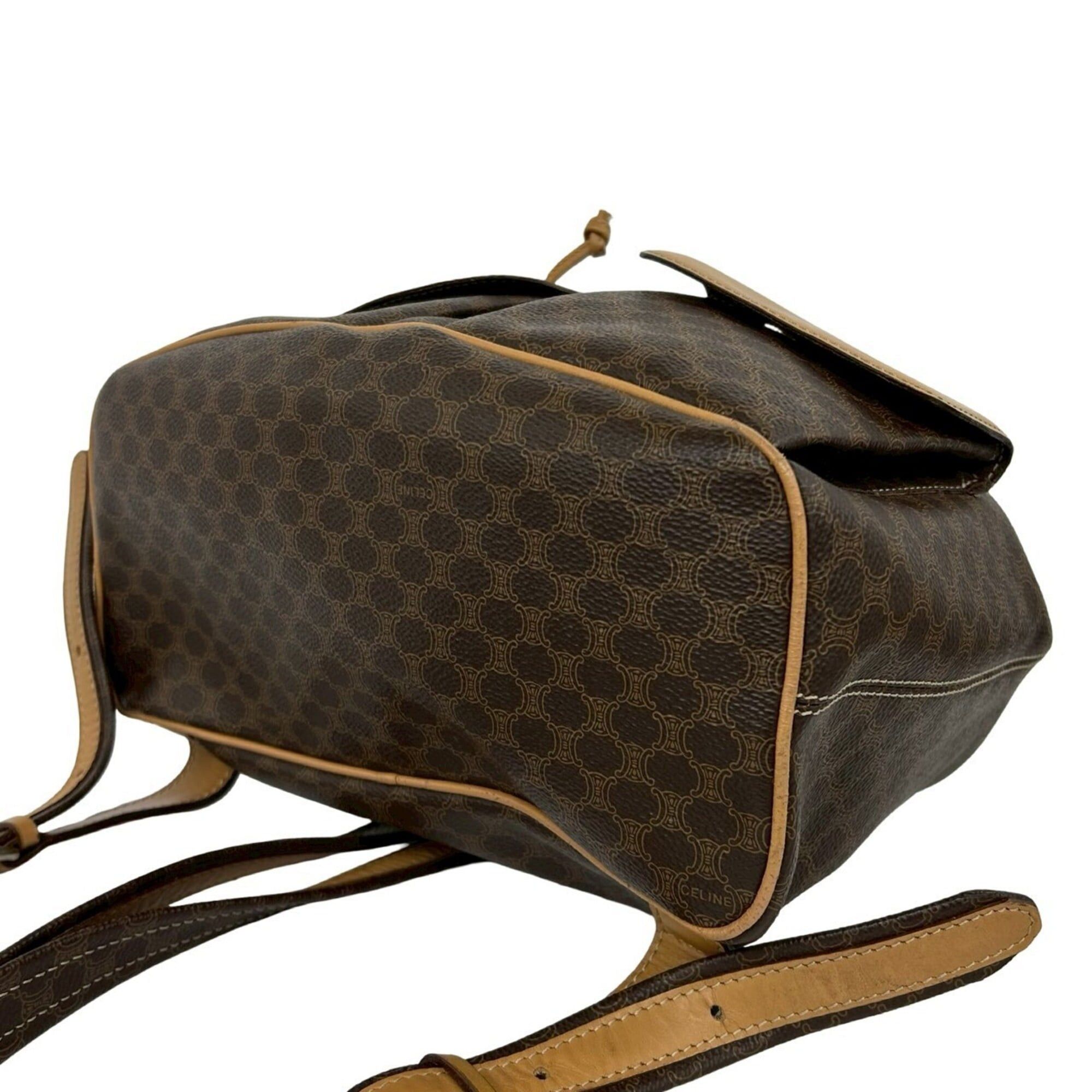 Celine CELINE Vintage Macadam Blazon Triomphe Pattern Leather Backpack Daypack Brown 69309 Size ONE SIZE - 8 Thumbnail