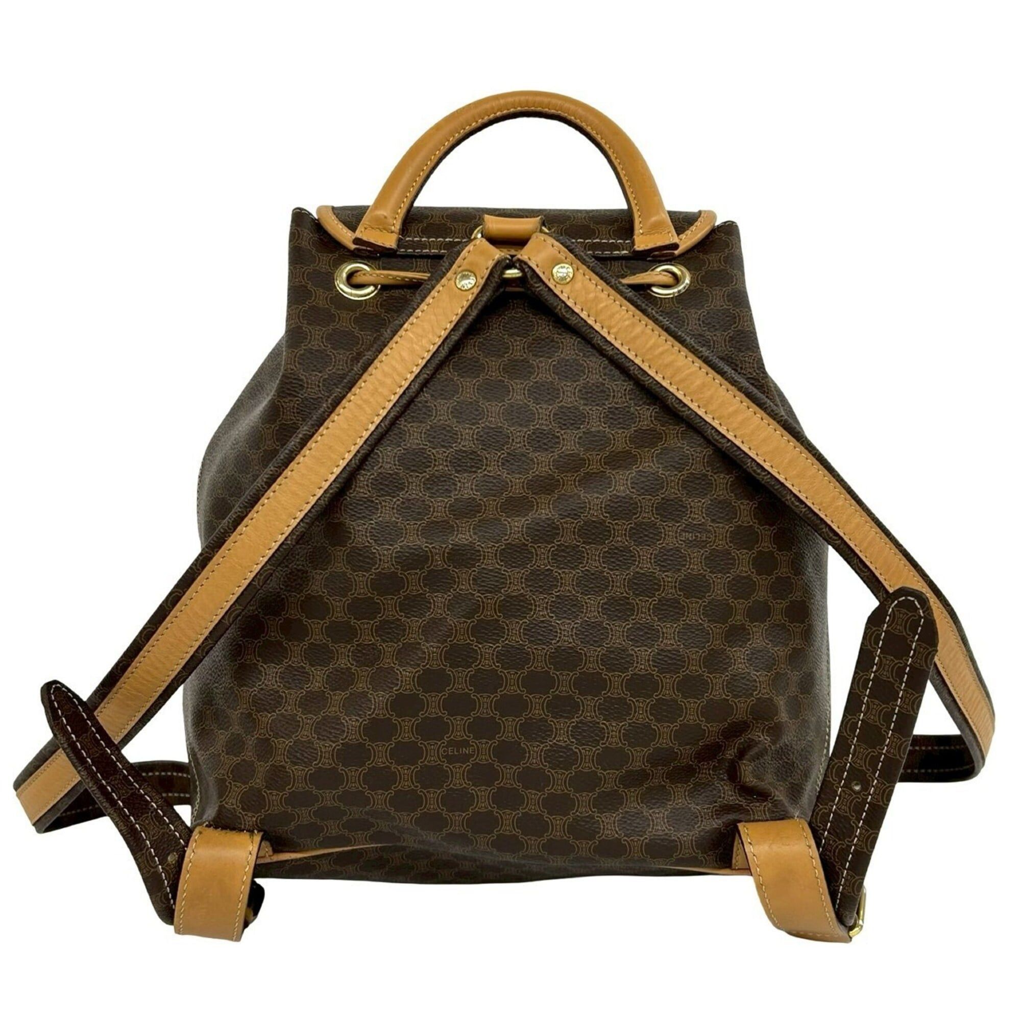 Celine CELINE Vintage Macadam Blazon Triomphe Pattern Leather Backpack Daypack Brown 69309 Size ONE SIZE - 3 Thumbnail