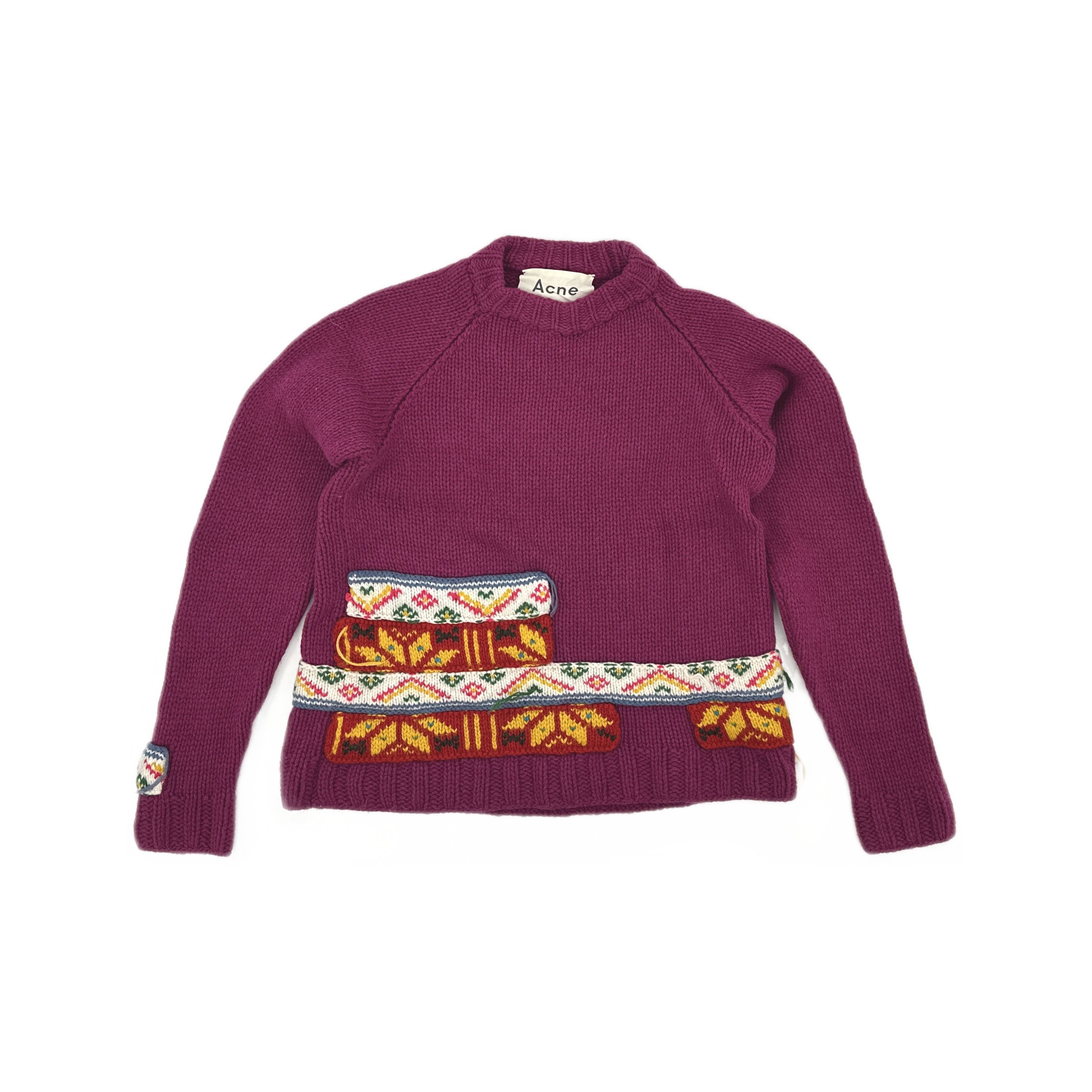 Acne Studios Acne Studios Purple Nordic Patterned Wool Sweater M Size US M / EU 48-50 / 2 - 2 Thumbnail