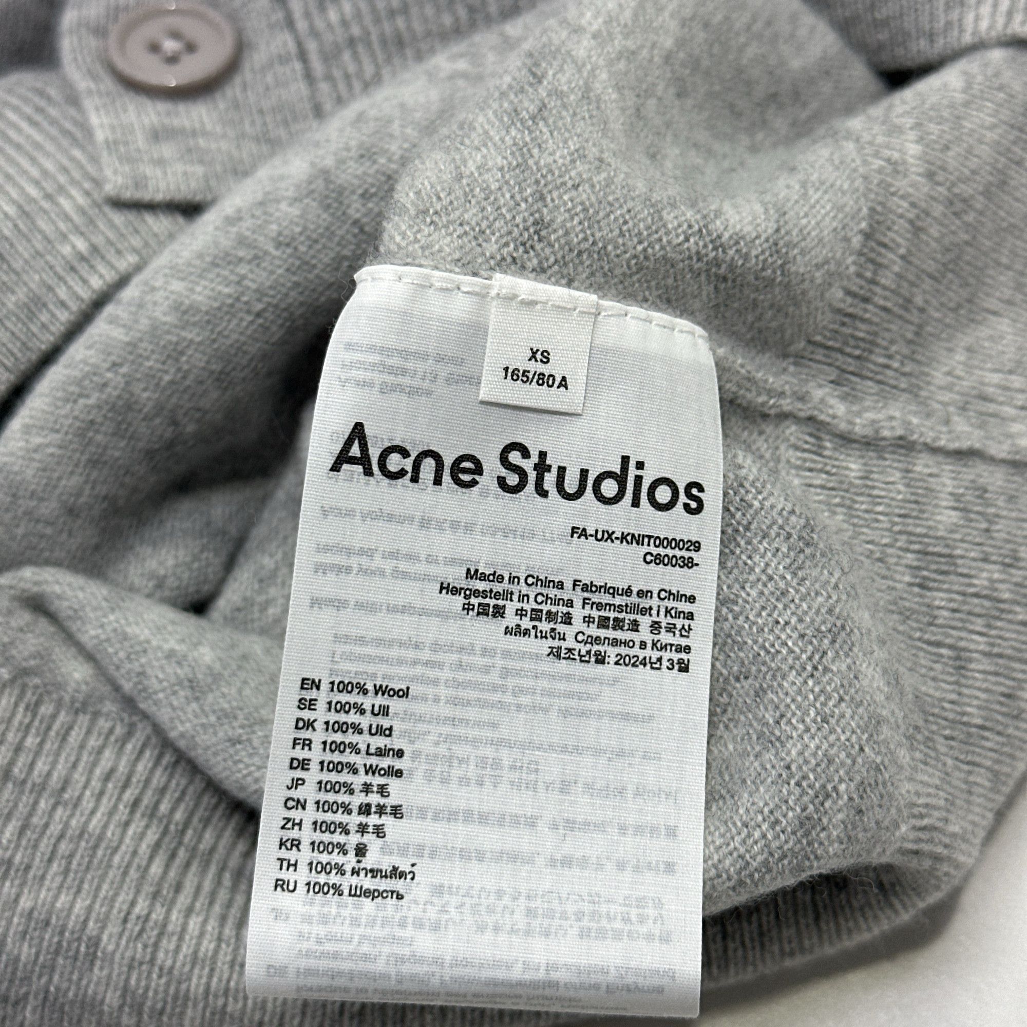 Acne Studios Acne Studios Gray Face Patch Wool Cardigan XS Size US XS / EU 42 / 0 - 4 Thumbnail