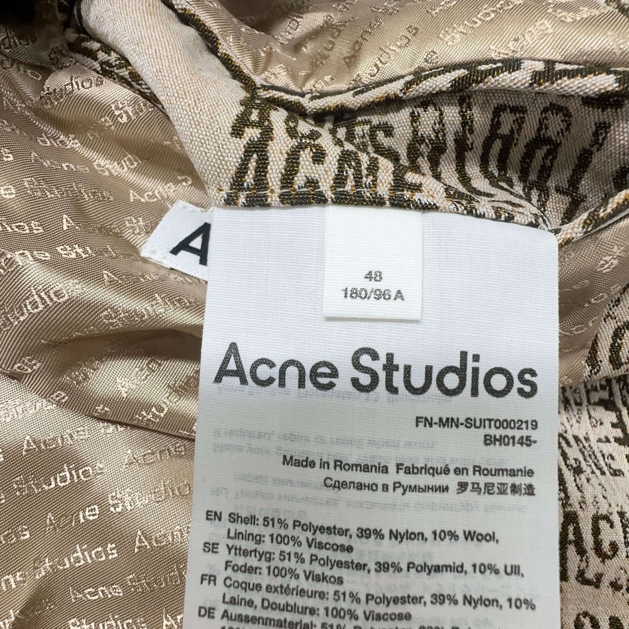 Acne Studios Acne Studios Logo All-Over Print Blazer 48 Size 38R - 4 Thumbnail
