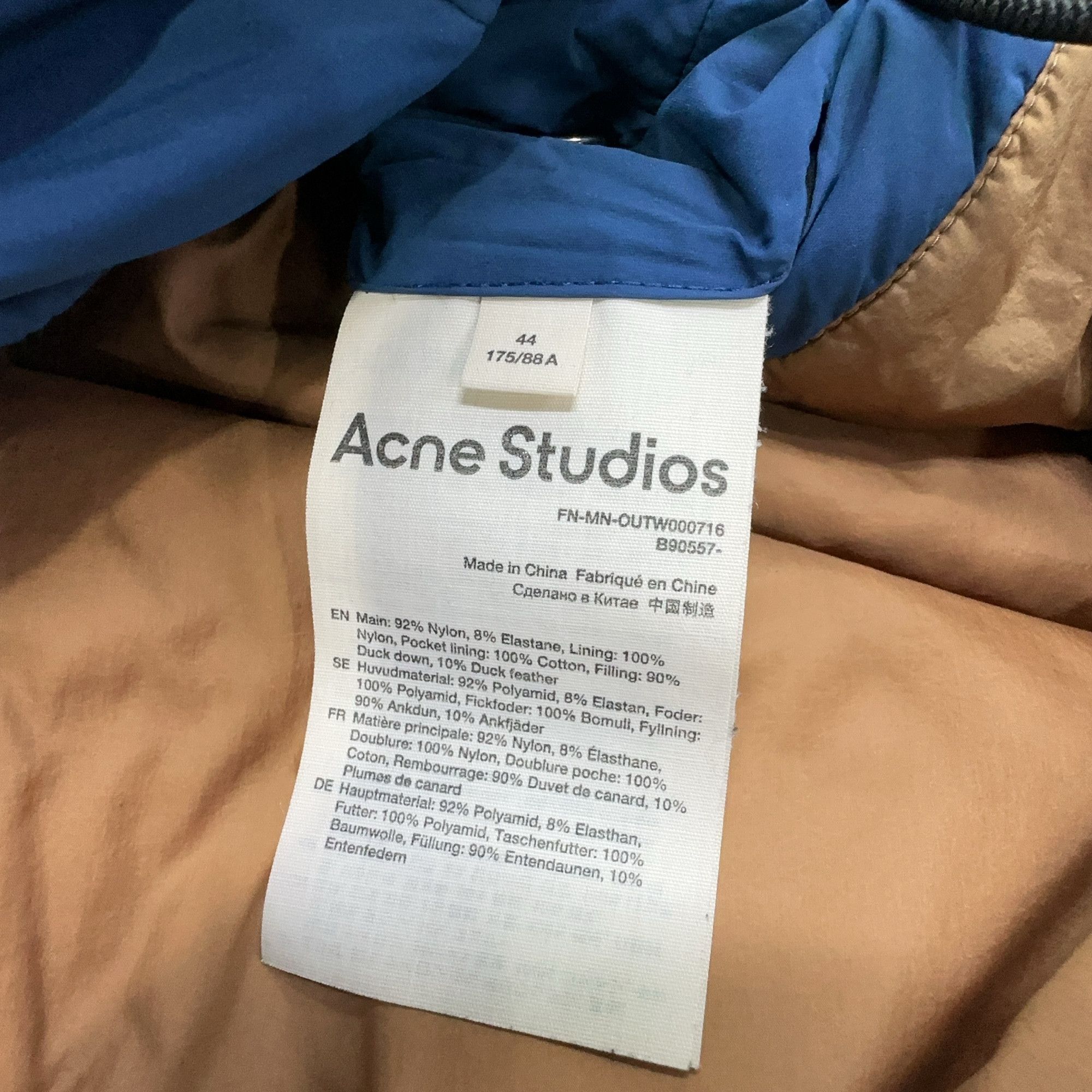 Acne Studios Acne Studios FW21 Blue Puffer Down Jacket Size 44 Size L / US 10 / IT 46 - 4 Thumbnail