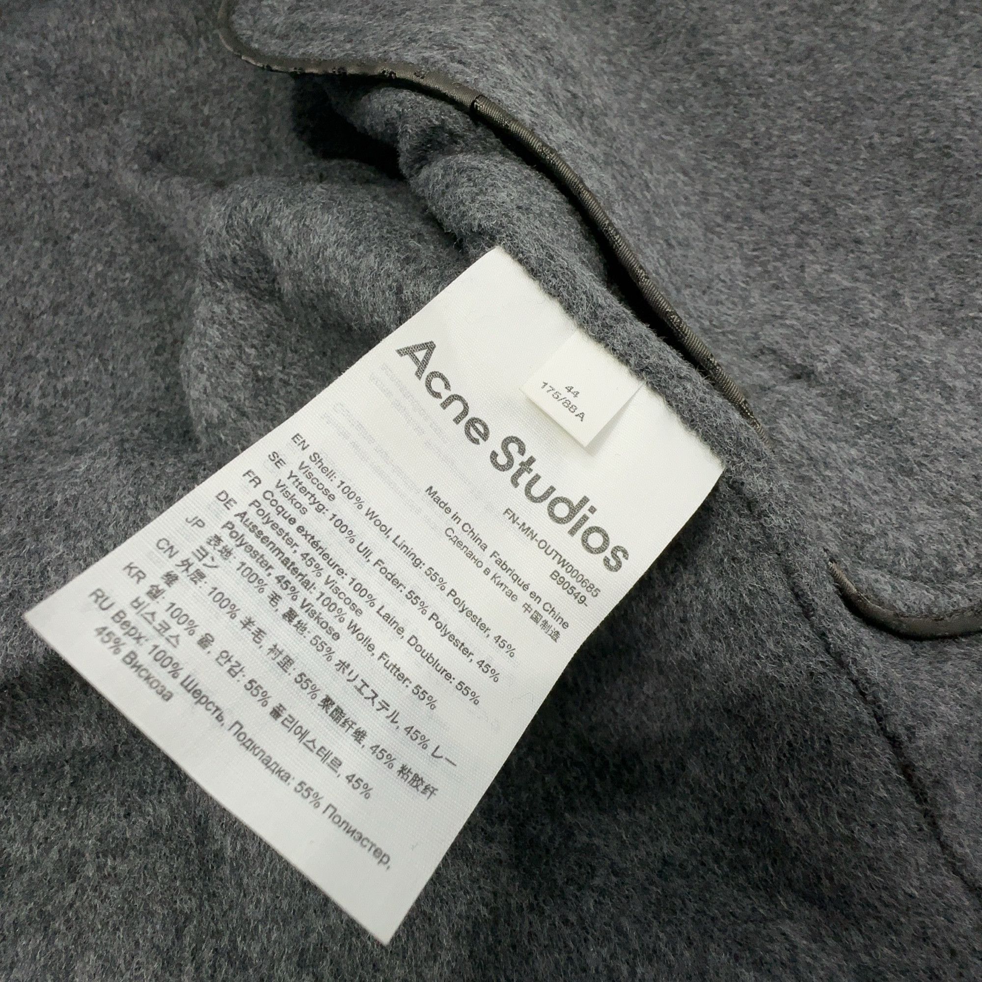 Acne Studios Acne Studios Gray Wool Shirt Jacket 44 Size US S / EU 44-46 / 1 - 4 Thumbnail