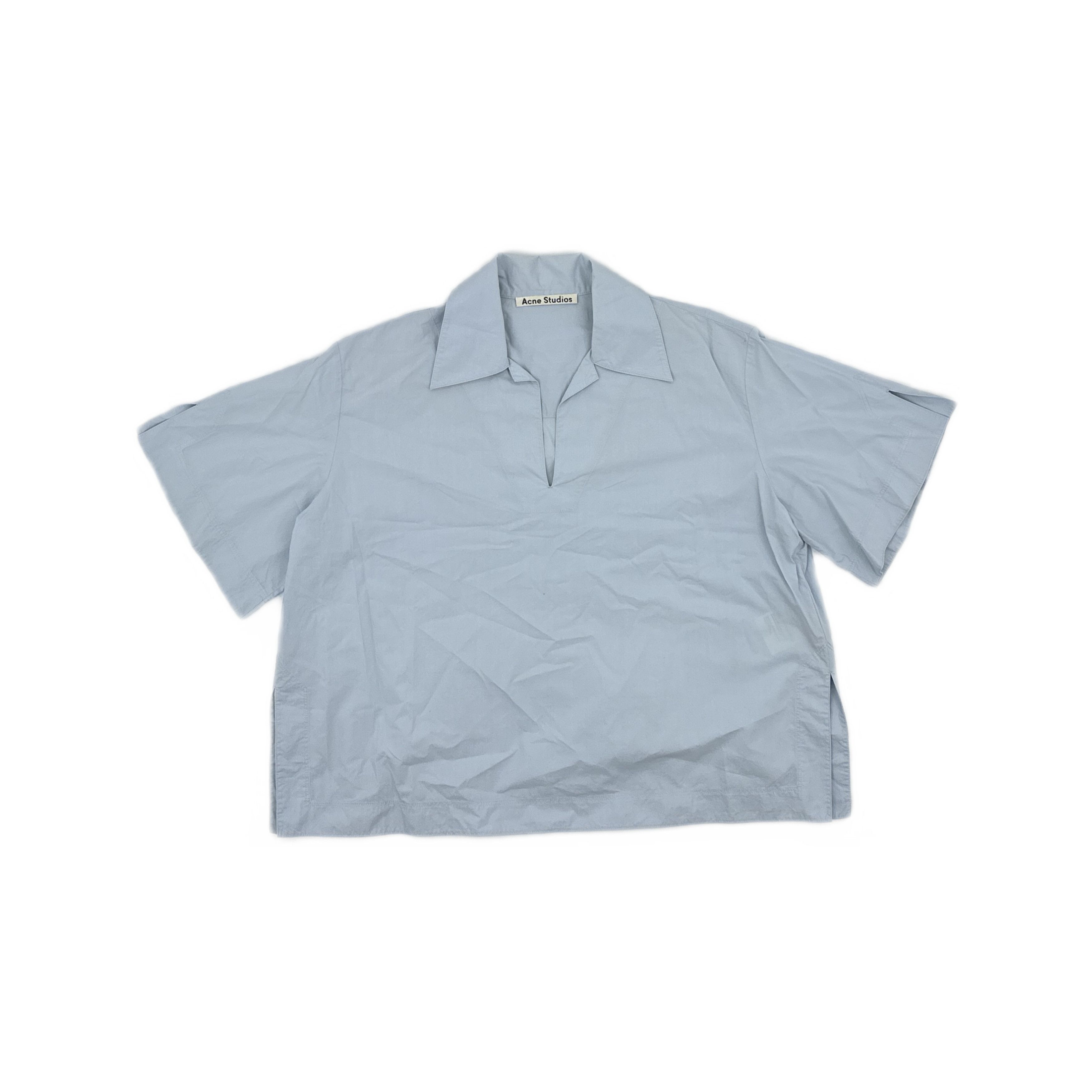 Acne Studios Acne Studios Blue Cotton Short Sleeve Popover Blouse 36 Size XS / US 0-2 / IT 36-38 - 2 Thumbnail