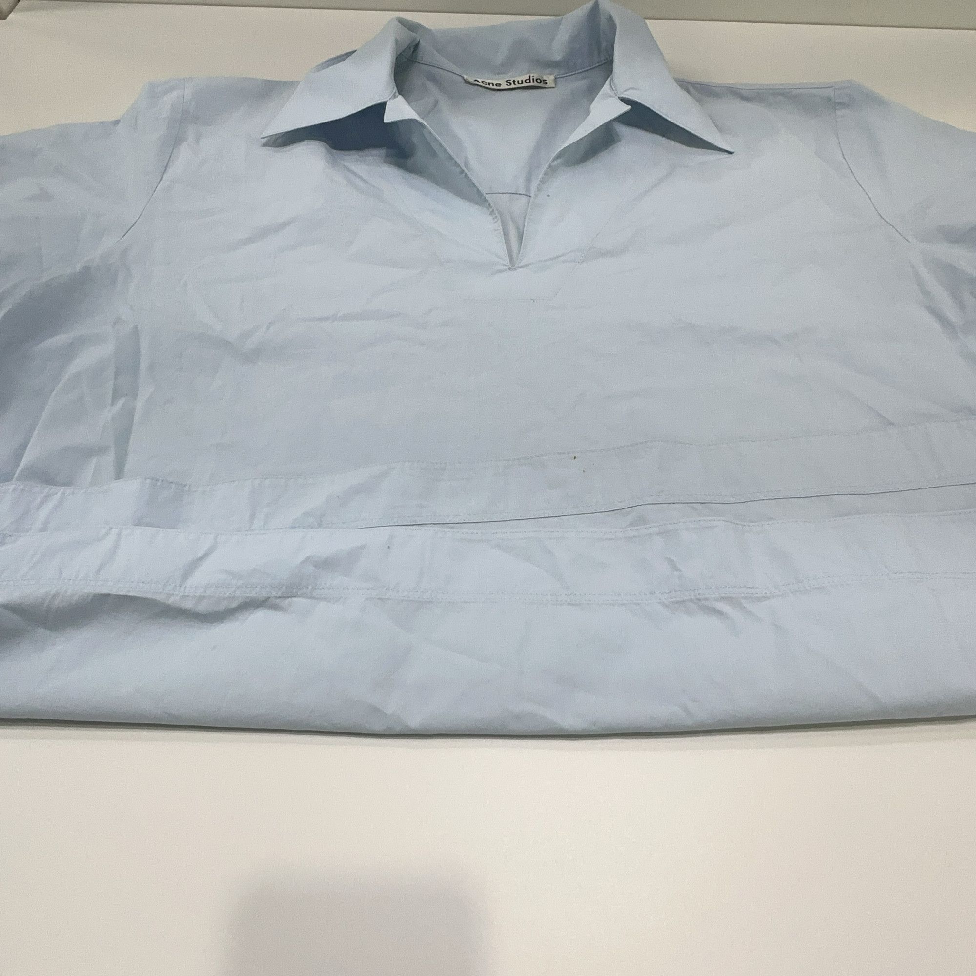 Acne Studios Acne Studios Blue Cotton Short Sleeve Popover Blouse 36 Size XS / US 0-2 / IT 36-38 - 8 Thumbnail