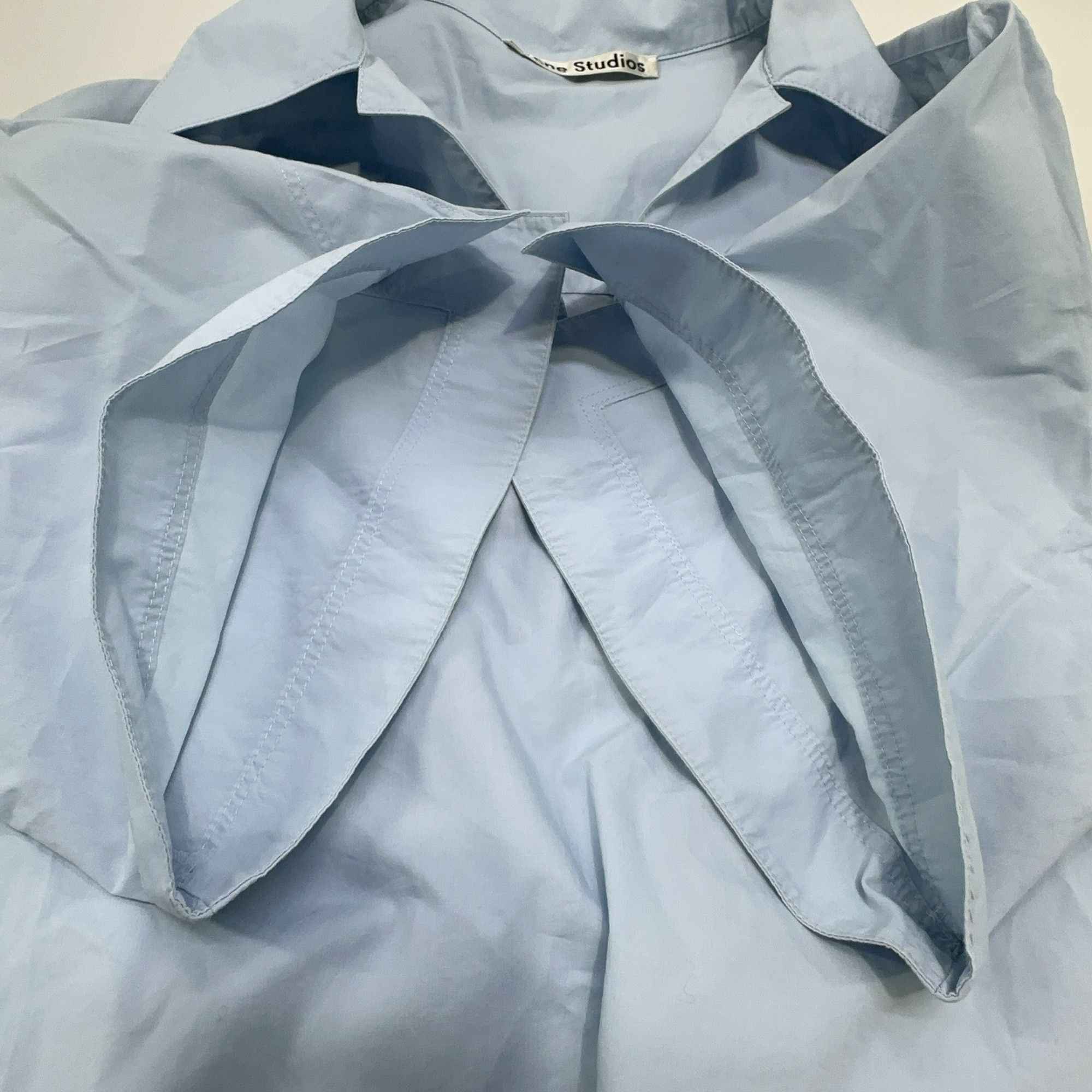 Acne Studios Acne Studios Blue Cotton Short Sleeve Popover Blouse 36 Size XS / US 0-2 / IT 36-38 - 7 Thumbnail