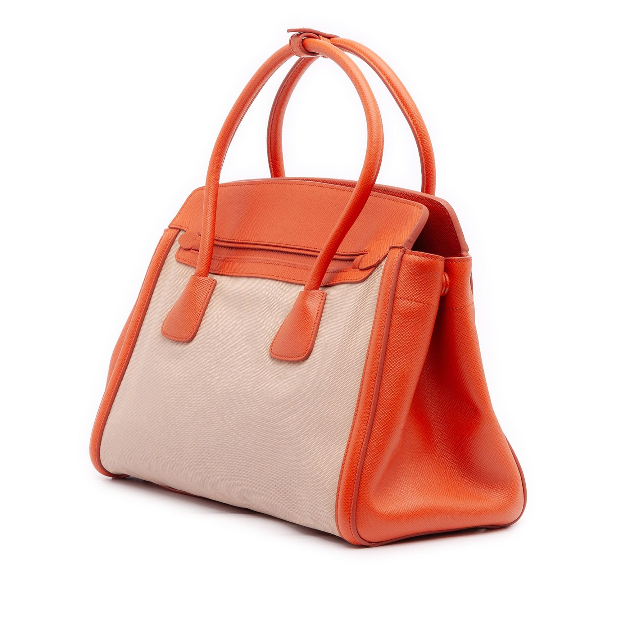 Prada Bicolor Saffiano Cuir Trimmed Canvas Satchel Size ONE SIZE - 2 Thumbnail