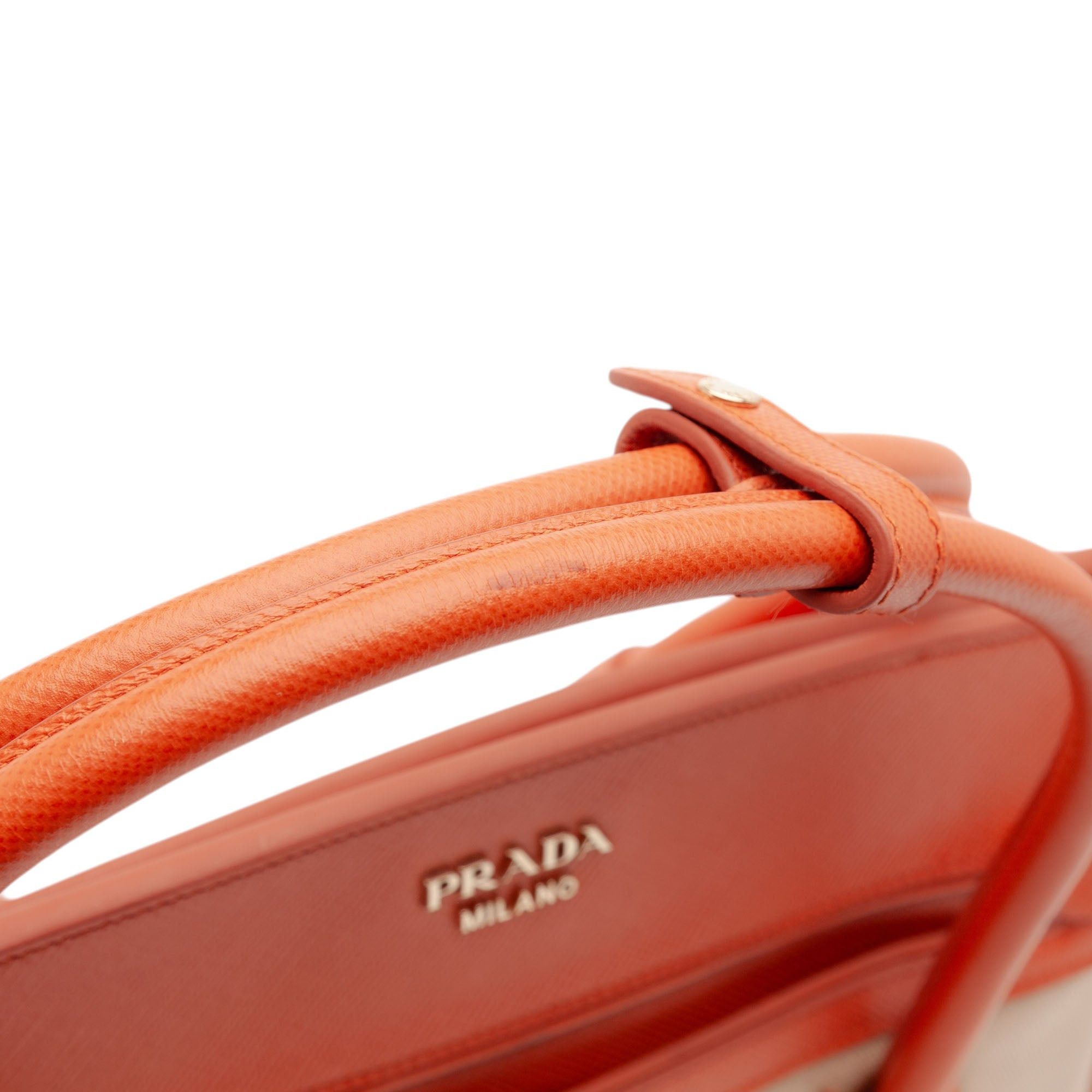 Prada Bicolor Saffiano Cuir Trimmed Canvas Satchel Size ONE SIZE - 8 Thumbnail