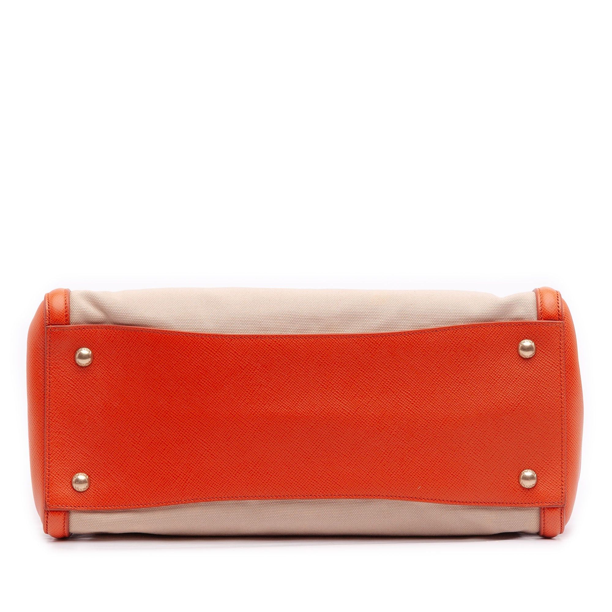 Prada Bicolor Saffiano Cuir Trimmed Canvas Satchel Size ONE SIZE - 3 Thumbnail