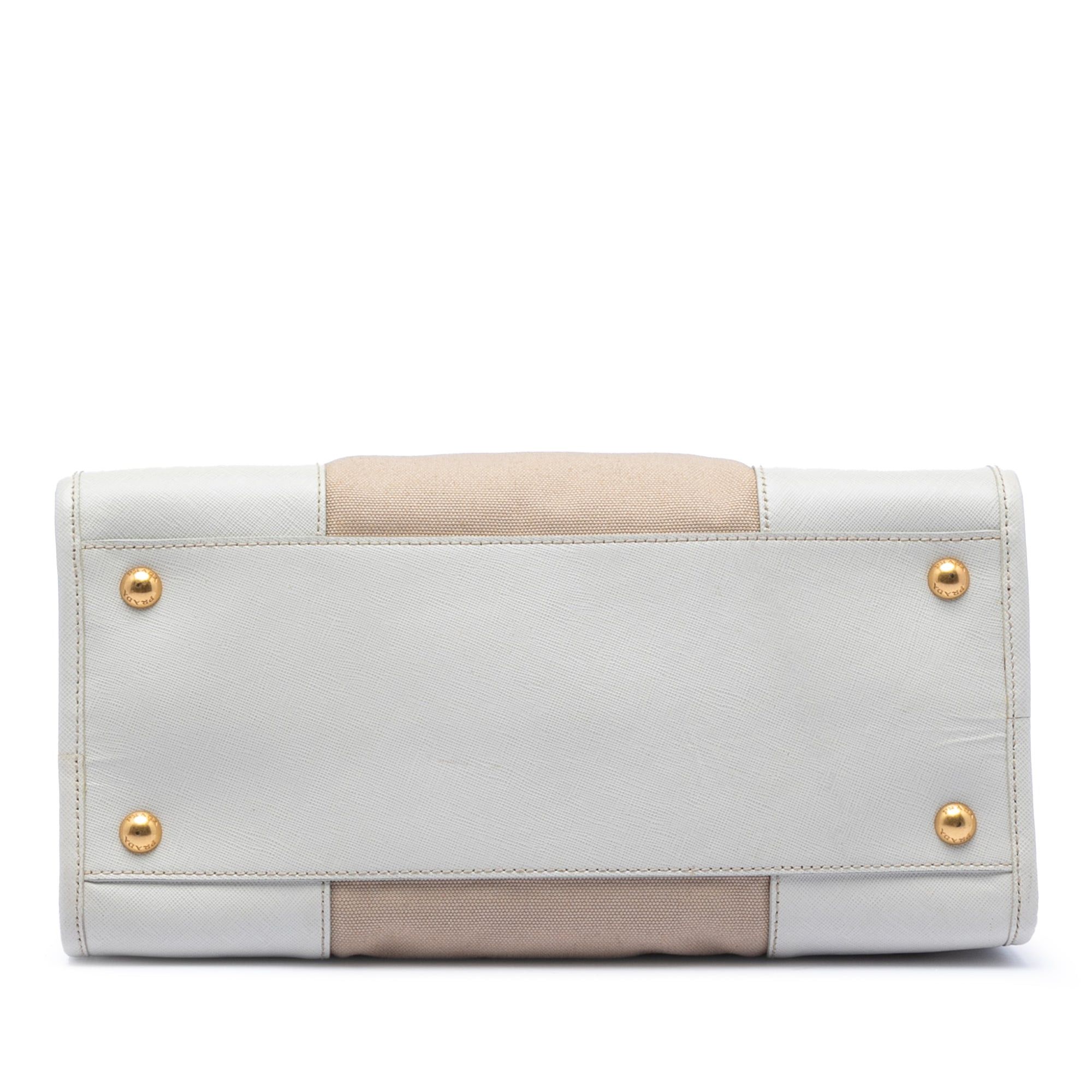 Prada Saffiano Trimmed Canvas Canapa Satchel Size ONE SIZE - 3 Thumbnail