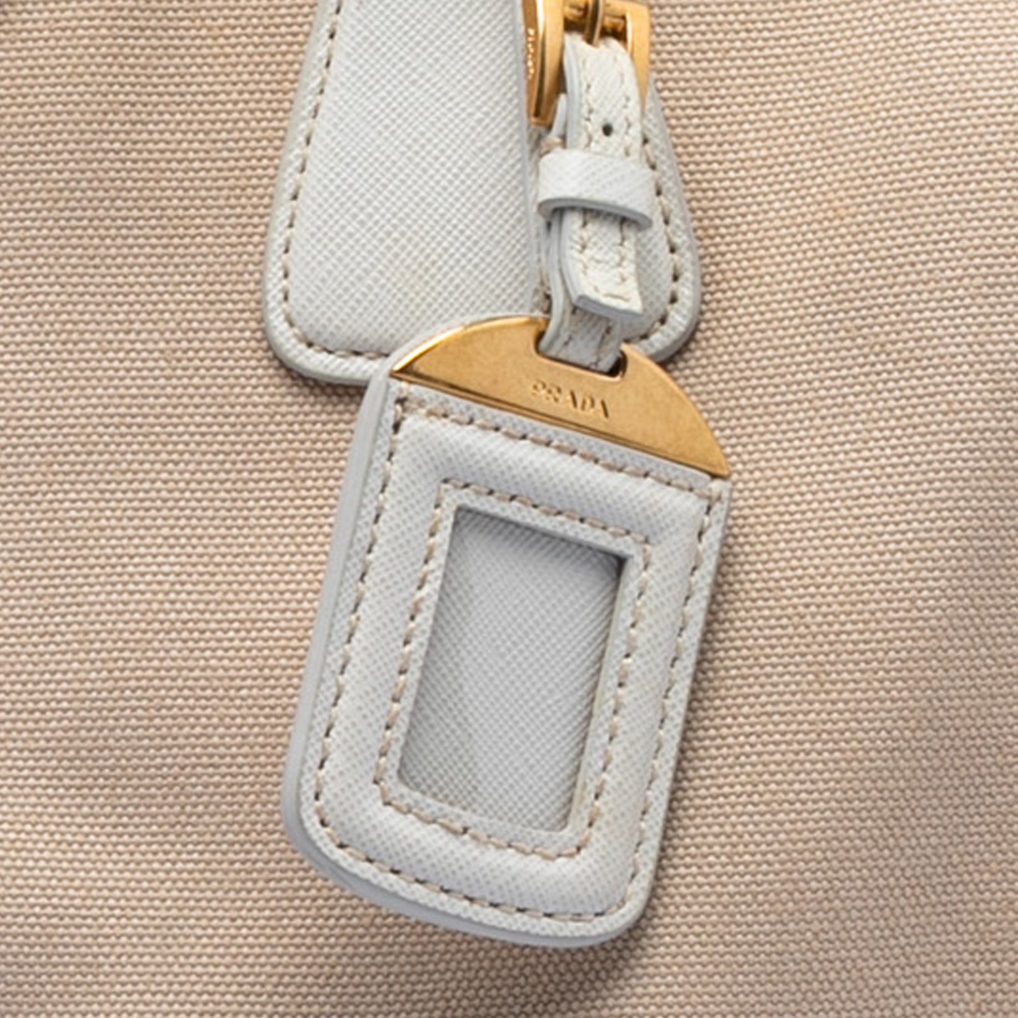 Prada Saffiano Trimmed Canvas Canapa Satchel Size ONE SIZE - 6 Thumbnail