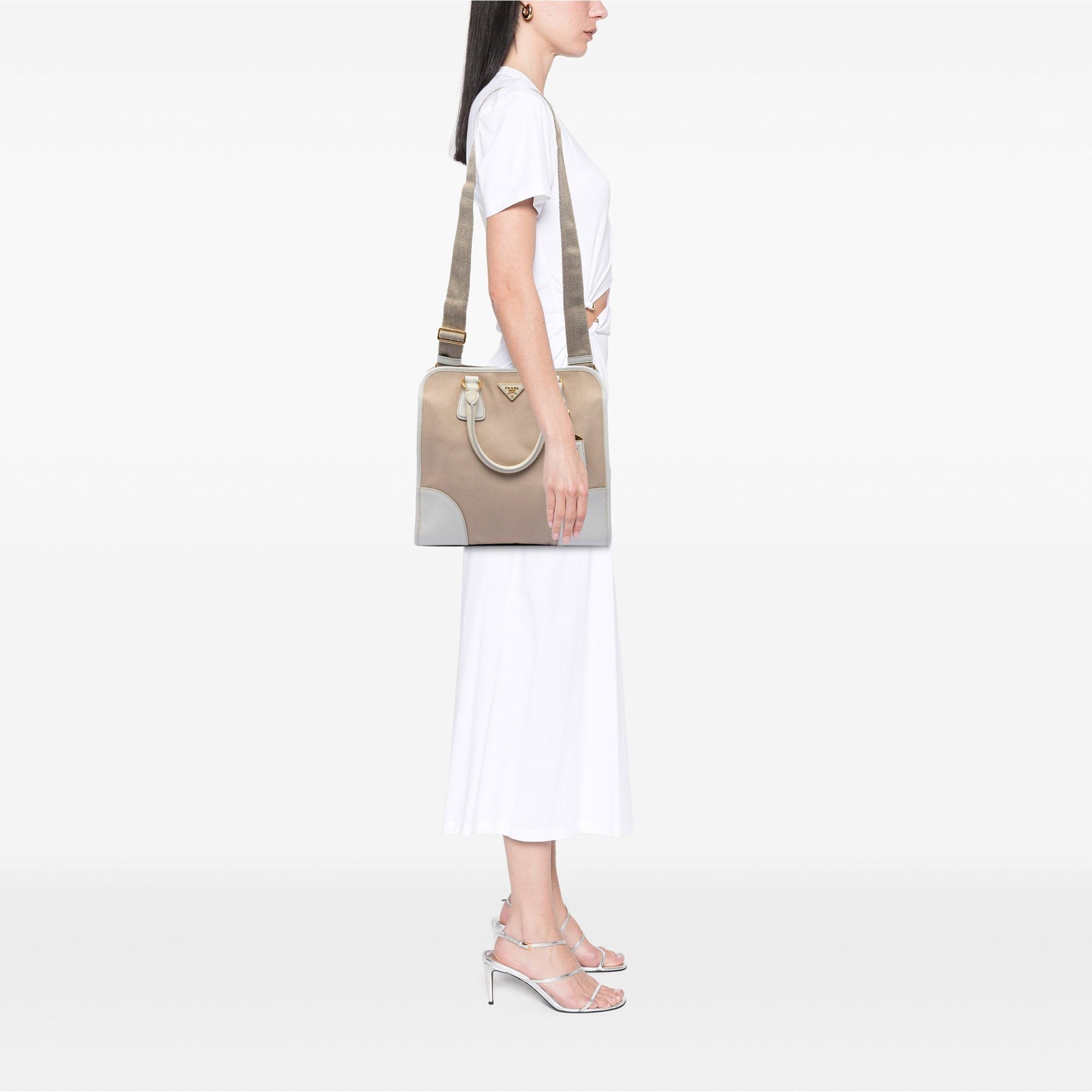 Prada Saffiano Trimmed Canvas Canapa Satchel Size ONE SIZE - 7 Thumbnail