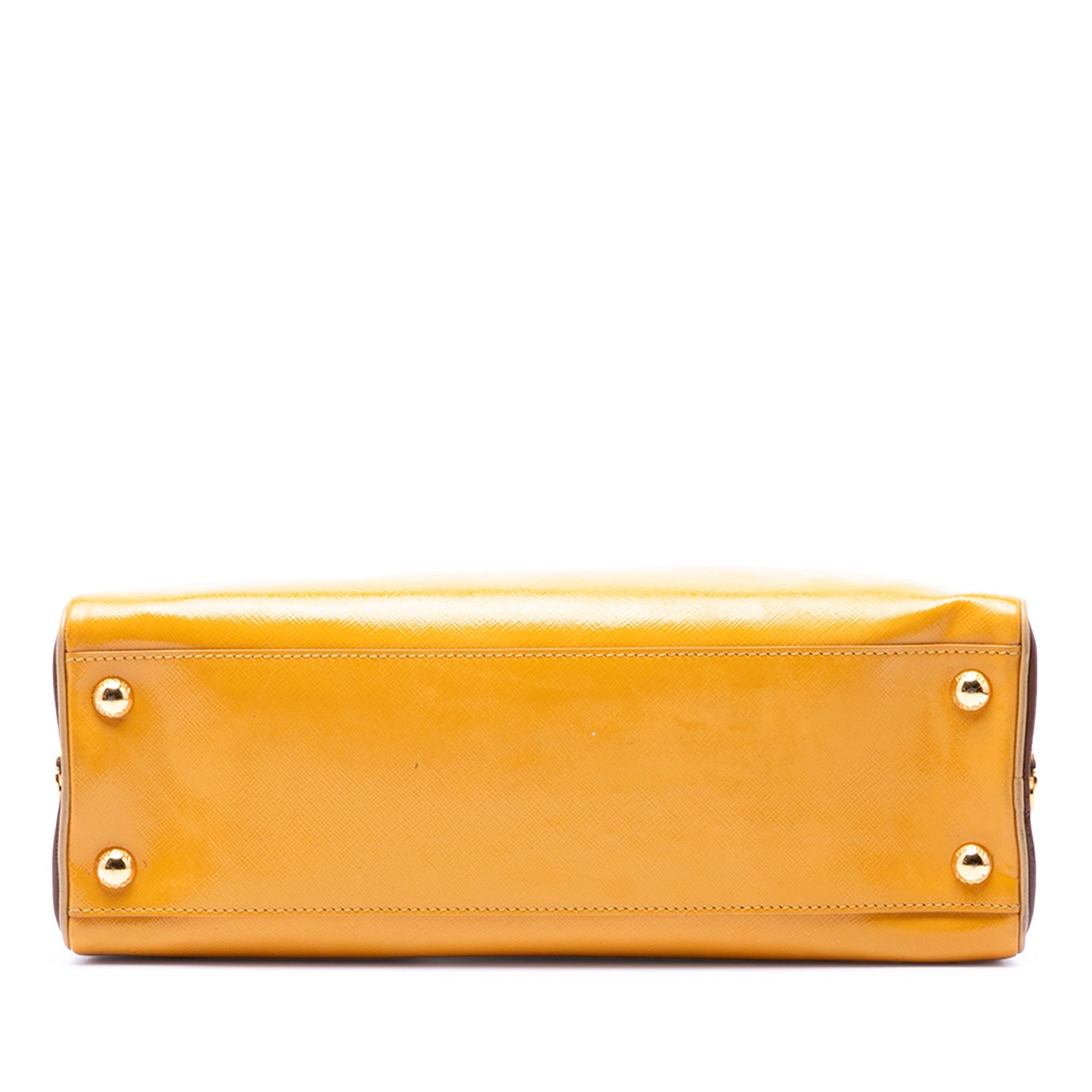 Prada Bicolor Saffiano Vernice Pyramid Frame Handbag Size ONE SIZE - 3 Thumbnail