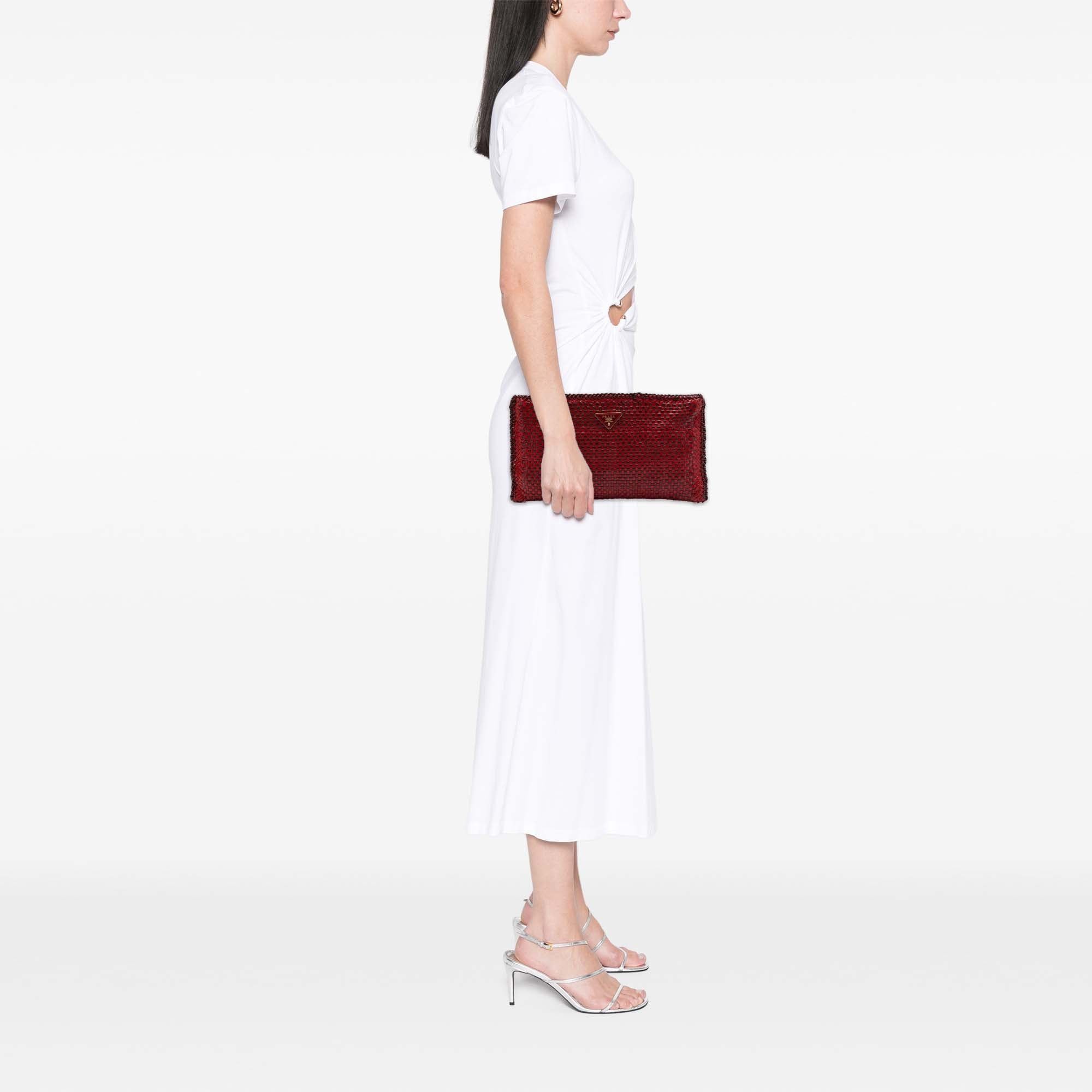 Prada Woven Goatskin Madras Zip Clutch Size ONE SIZE - 6 Thumbnail
