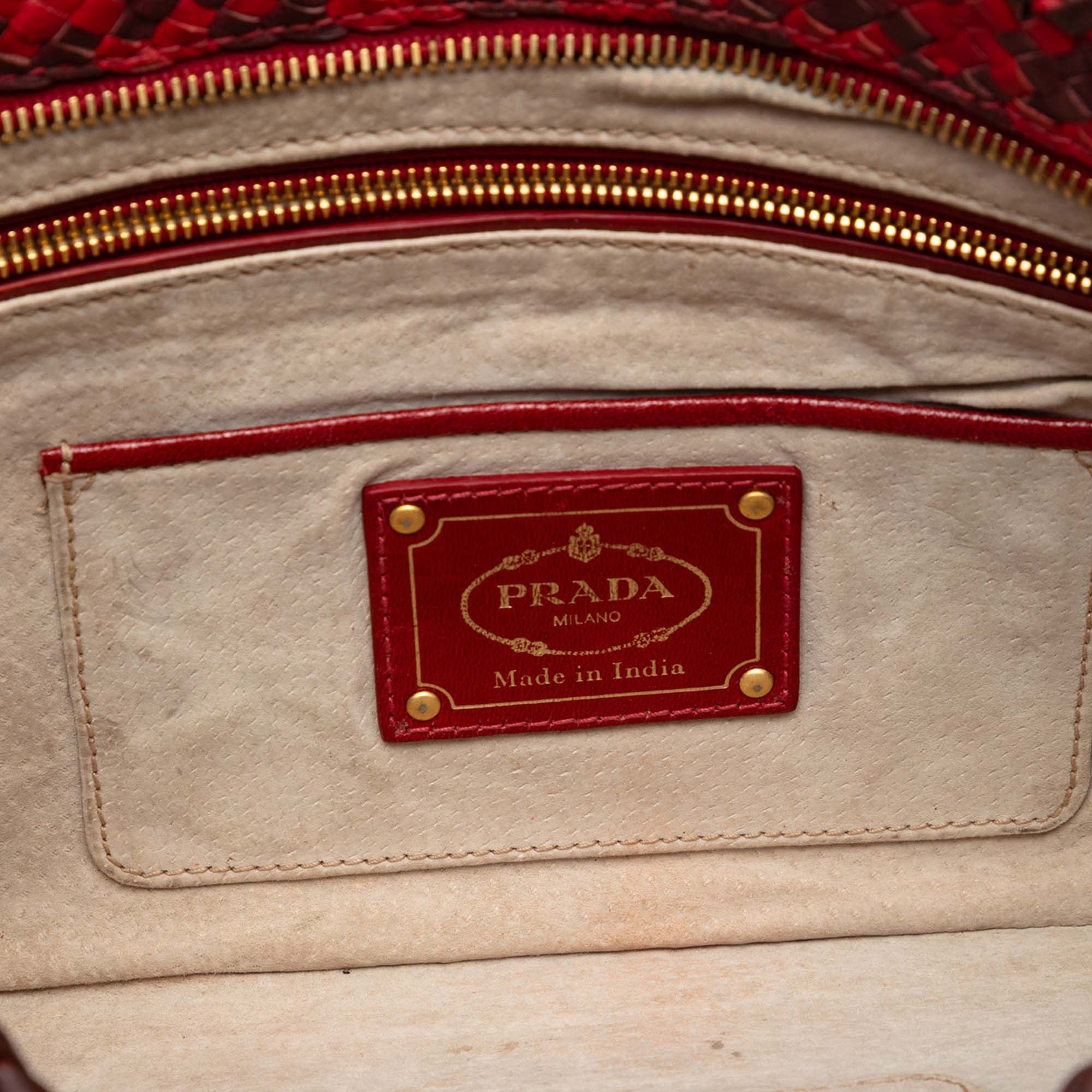 Prada Woven Goatskin Madras Zip Clutch Size ONE SIZE - 4 Thumbnail