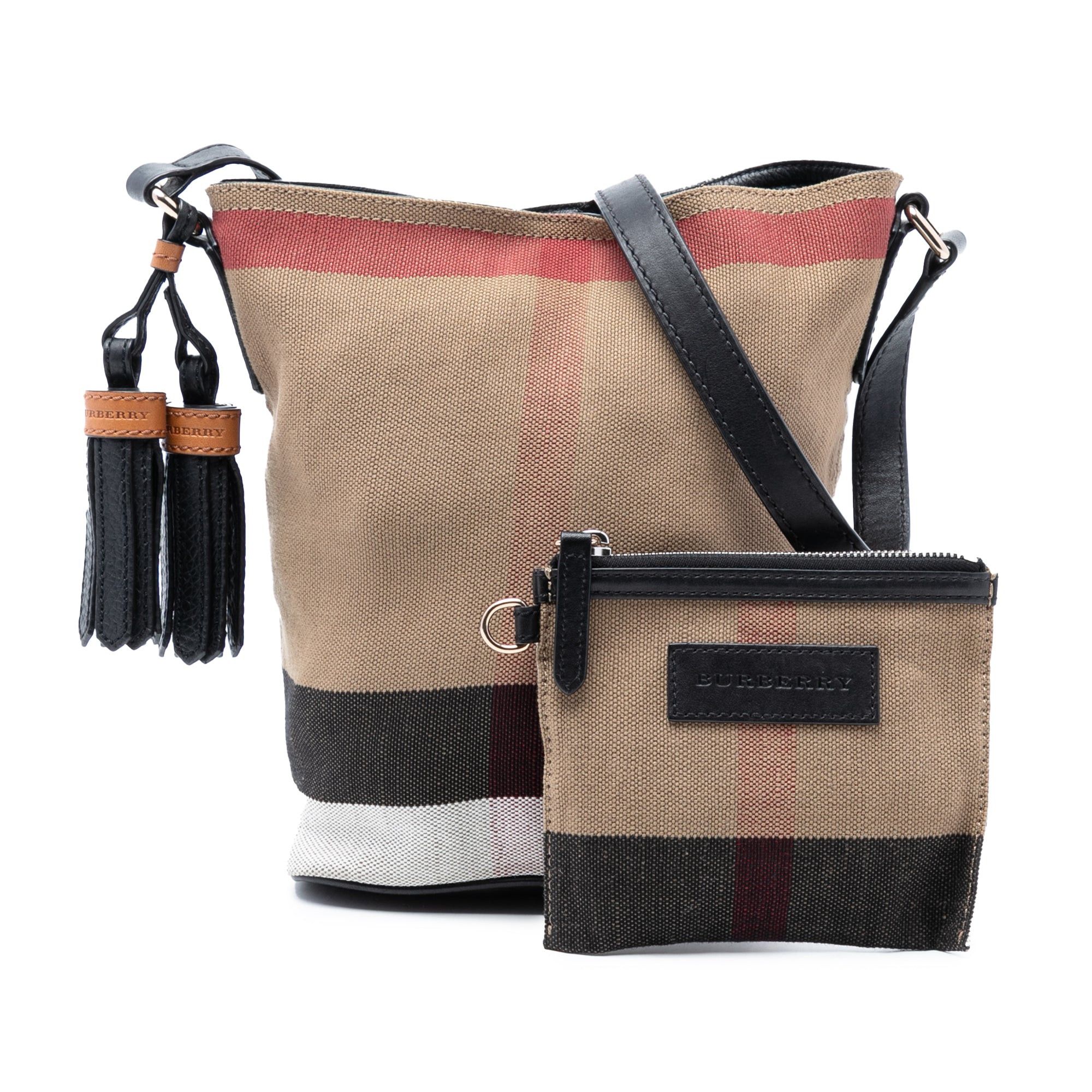 Burberry Mini Mega Check Canvas Ashby Tassel Bucket Bag Size ONE SIZE - 8 Thumbnail