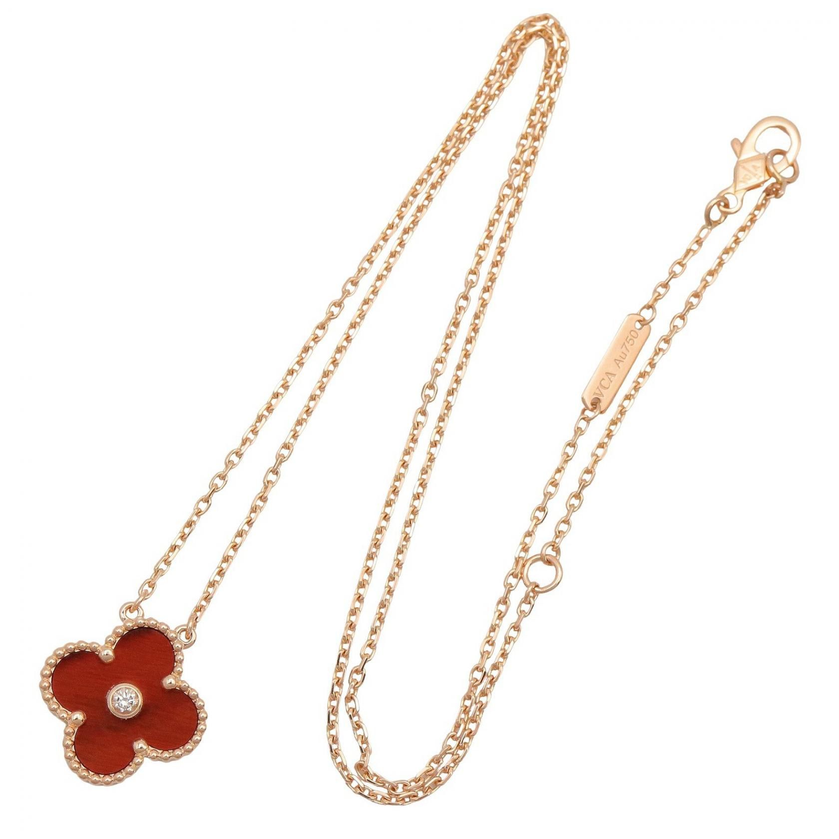 Van Cleef & Arpels Van Cleef & Arpels Van Cleef & Arpels Vintage Alhambra Au750 Diamond Tiger Eye Necklace Precious Metal Necklace DUTY FREE for USA Size ONE SIZE - 2 Thumbnail