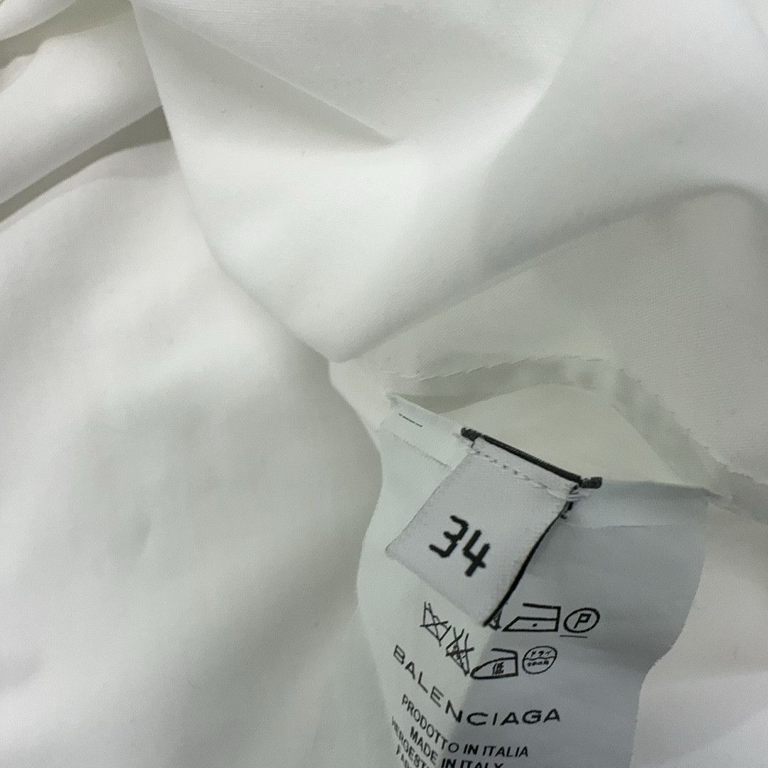 Balenciaga Balenciaga White Cotton V-Neck Blouse Size 34 Size XS / US 0-2 / IT 36-38 - 5 Thumbnail