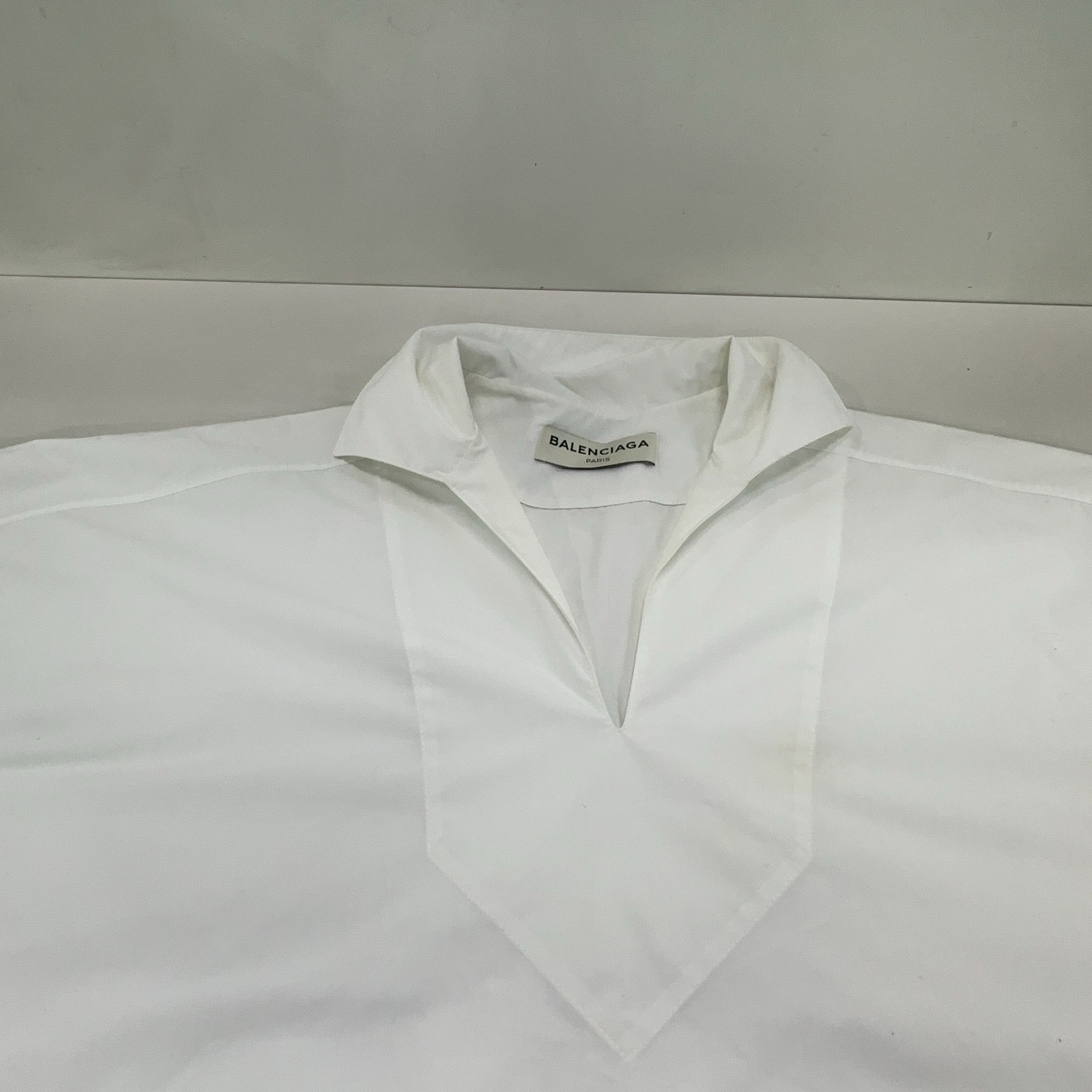 Balenciaga Balenciaga White Cotton V-Neck Blouse Size 34 Size XS / US 0-2 / IT 36-38 - 8 Thumbnail