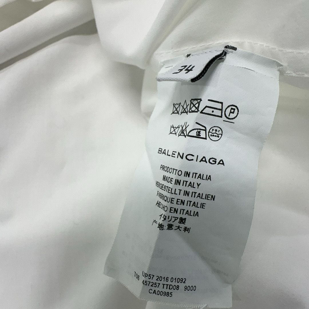 Balenciaga Balenciaga White Cotton V-Neck Blouse Size 34 Size XS / US 0-2 / IT 36-38 - 4 Thumbnail