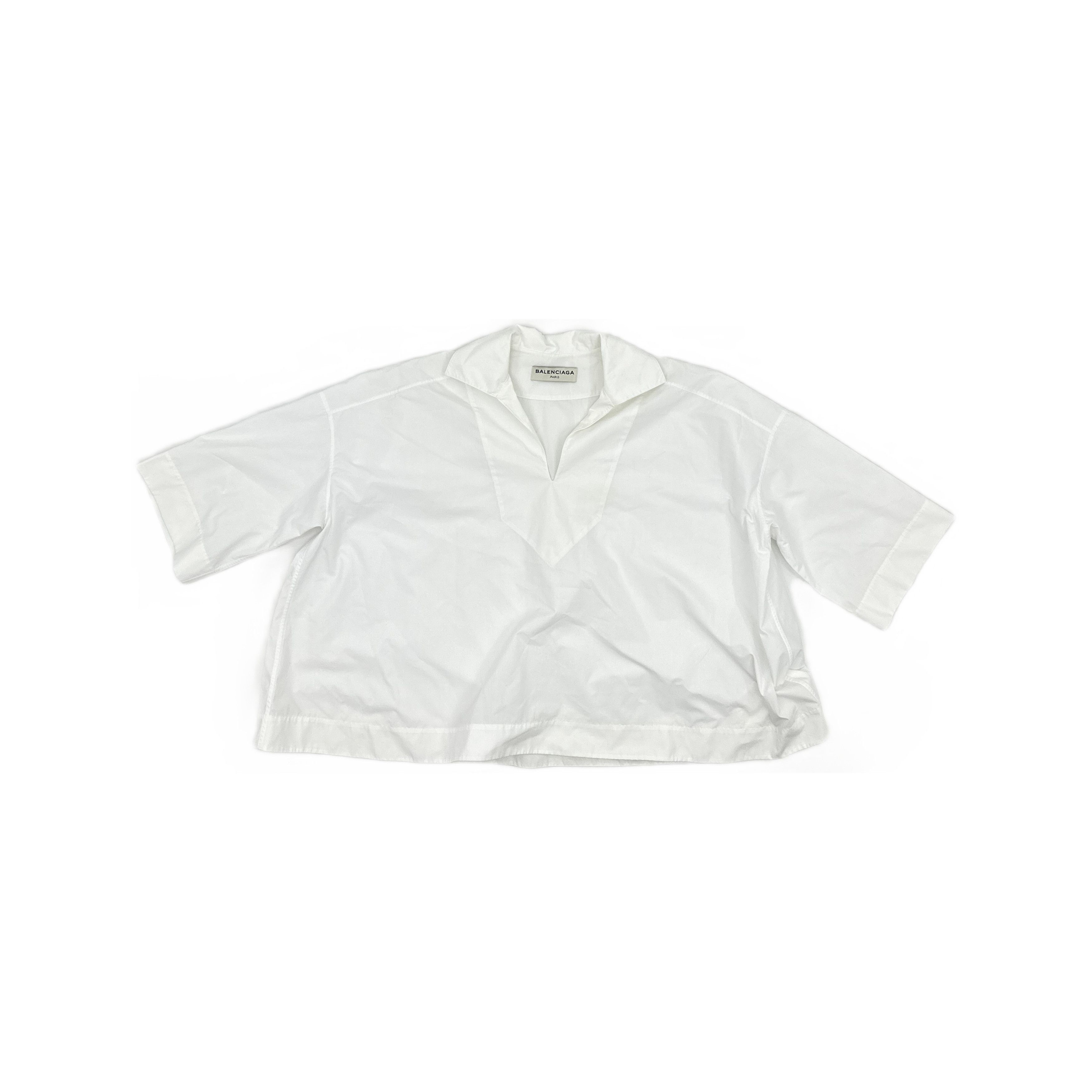 Balenciaga Balenciaga White Cotton V-Neck Blouse Size 34 Size XS / US 0-2 / IT 36-38 - 2 Thumbnail