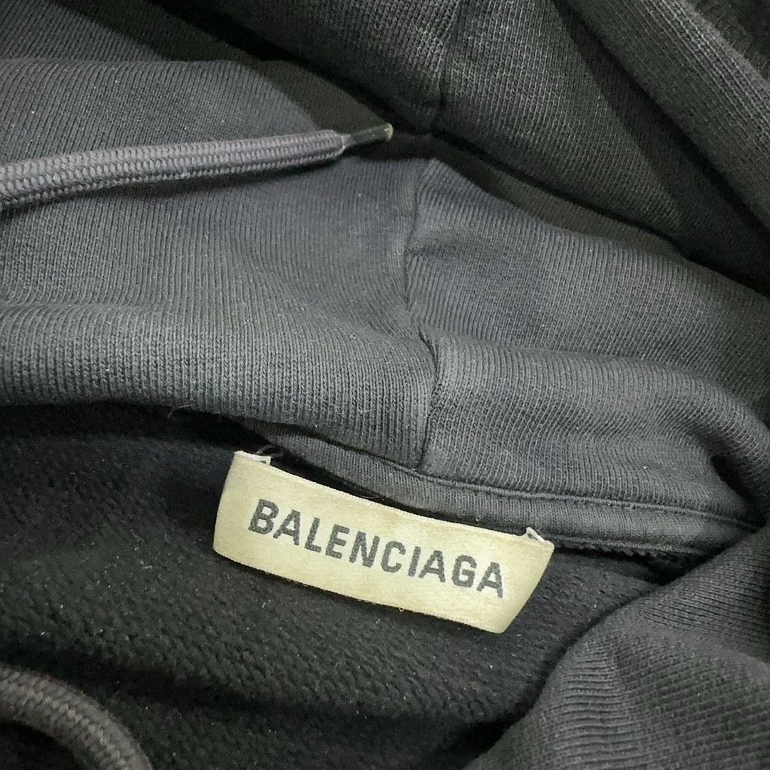 Balenciaga Balenciaga Logo Distressed Hoodie Size M Size US M / EU 48-50 / 2 - 7 Thumbnail