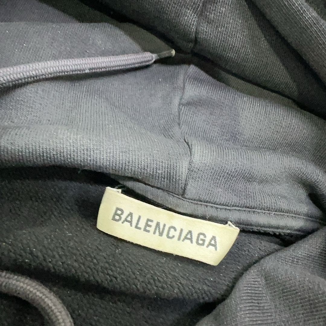Balenciaga Balenciaga Logo Distressed Hoodie Size M Size US M / EU 48-50 / 2 - 6 Thumbnail