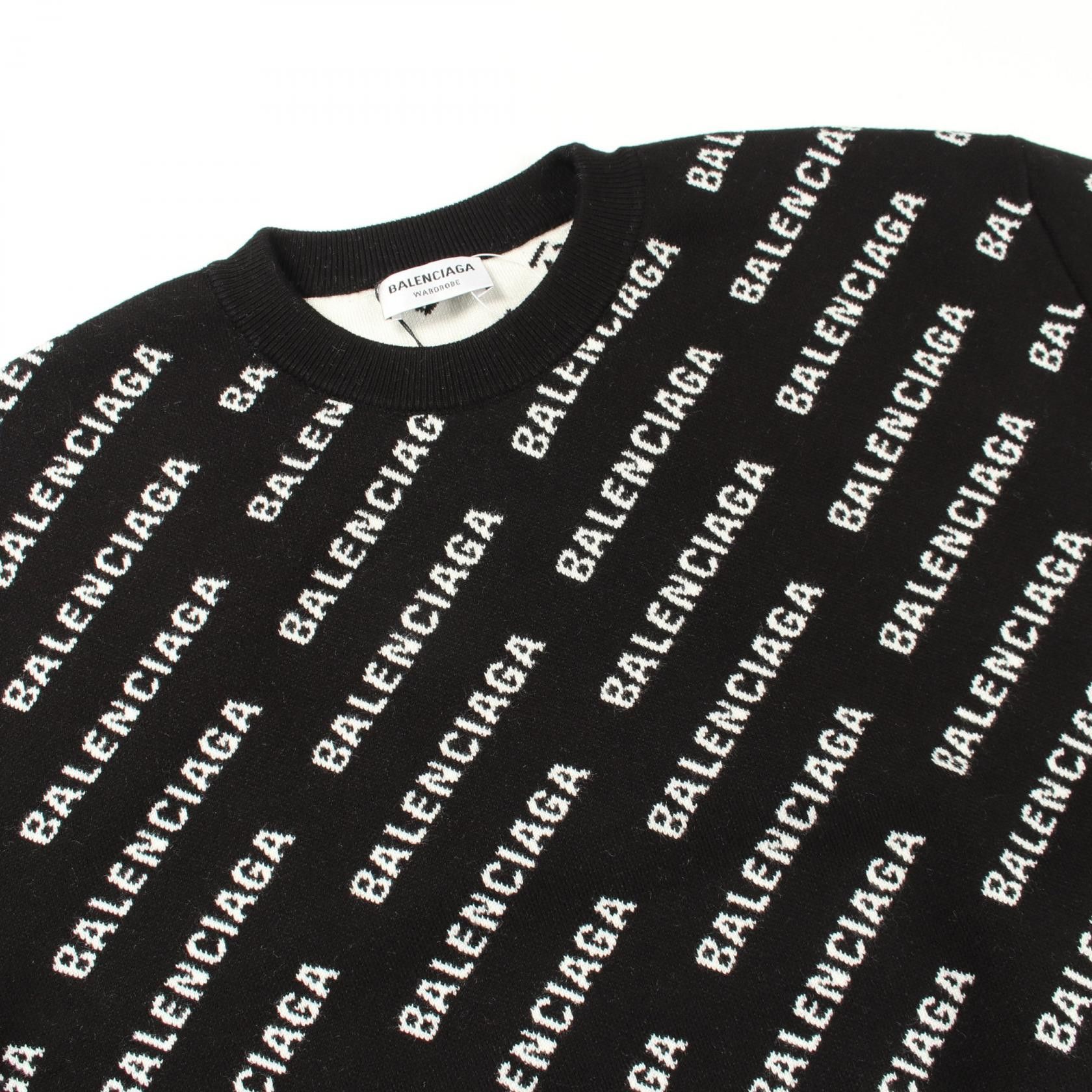 Balenciaga Balenciaga Balenciaga Allover Logo Cotton Wool Knit Top Textile Tops 694255 DUTY FREE for USA Size ONE SIZE - 6 Thumbnail