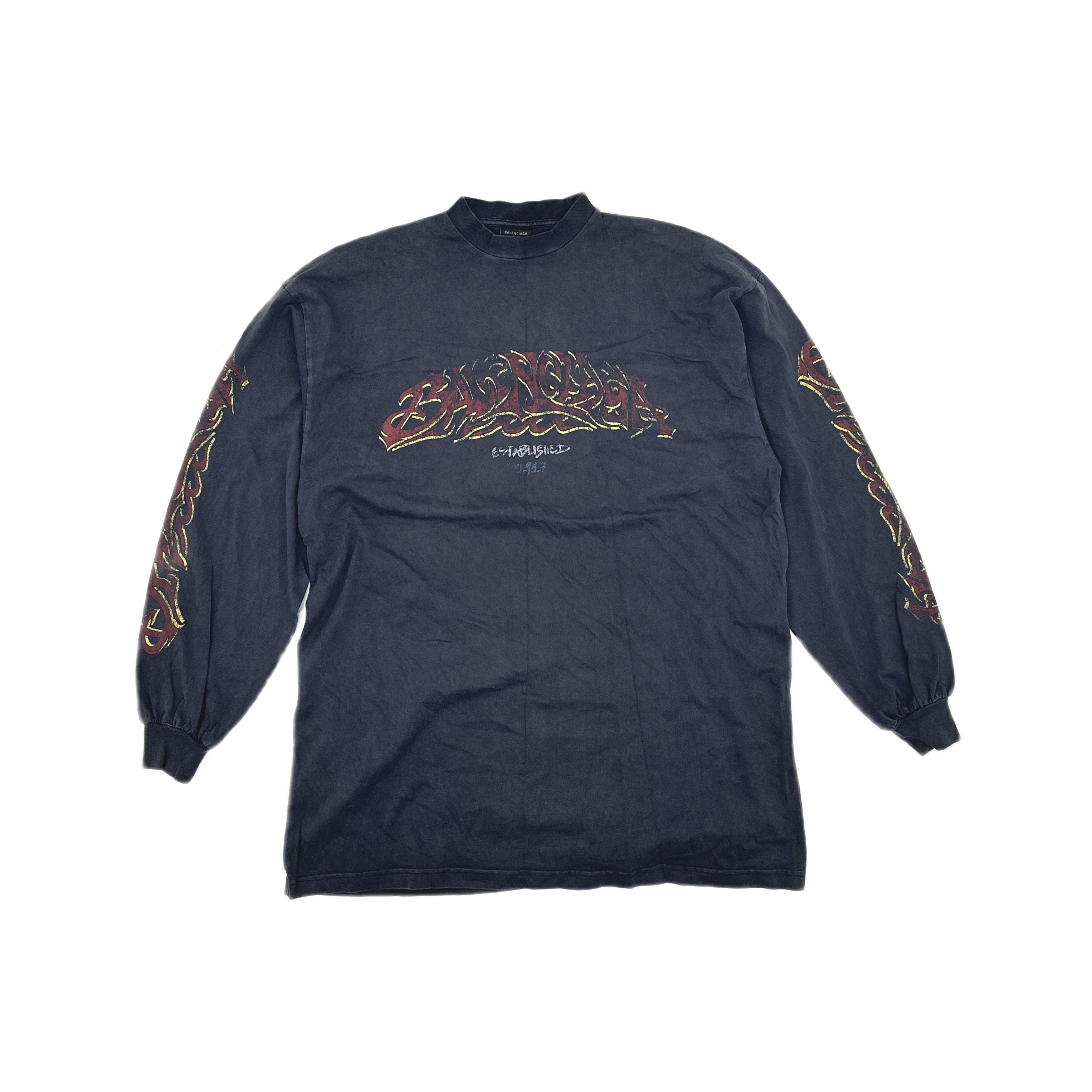 Balenciaga Balenciaga SS23 Graphic Logo Long Sleeve T-Shirt US M Size US M / EU 48-50 / 2 - 2 Thumbnail