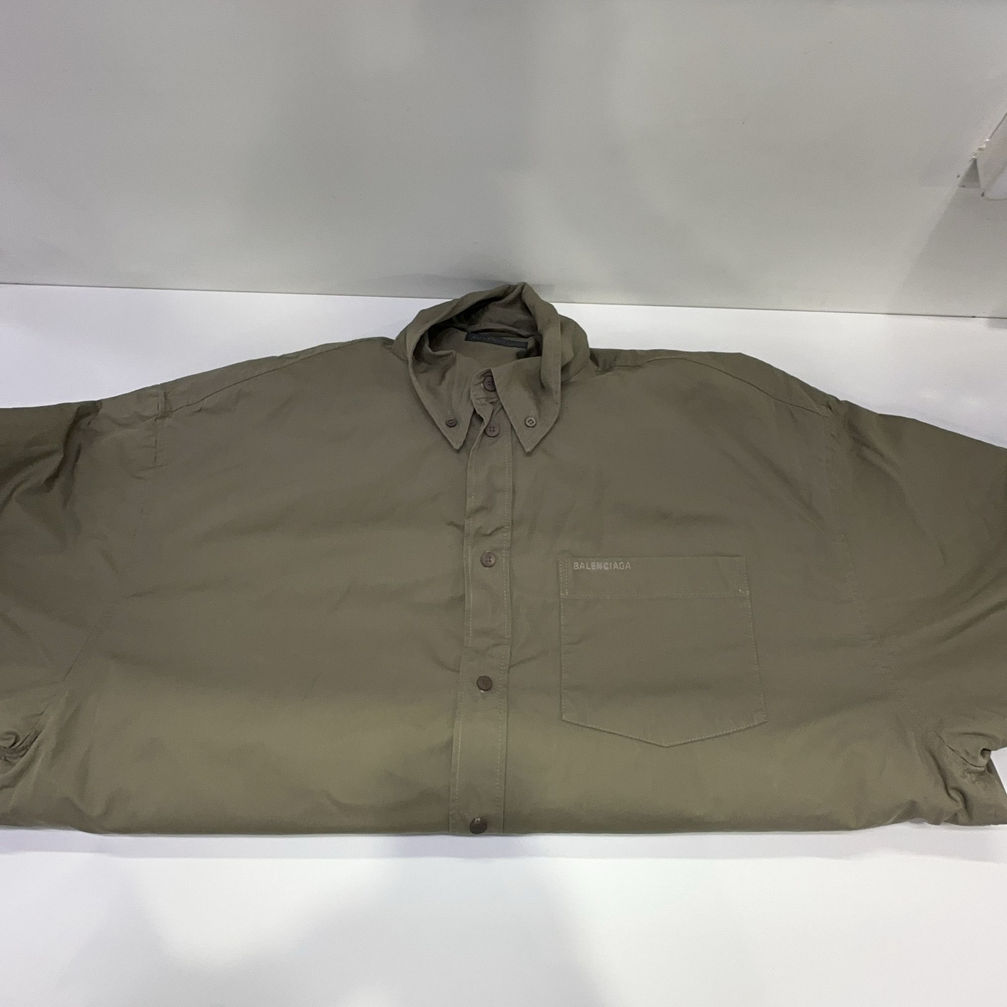 Balenciaga Balenciaga Khaki Hooded Button-Up Jacket Size 2 Size US M / EU 48-50 / 2 - 10 Thumbnail