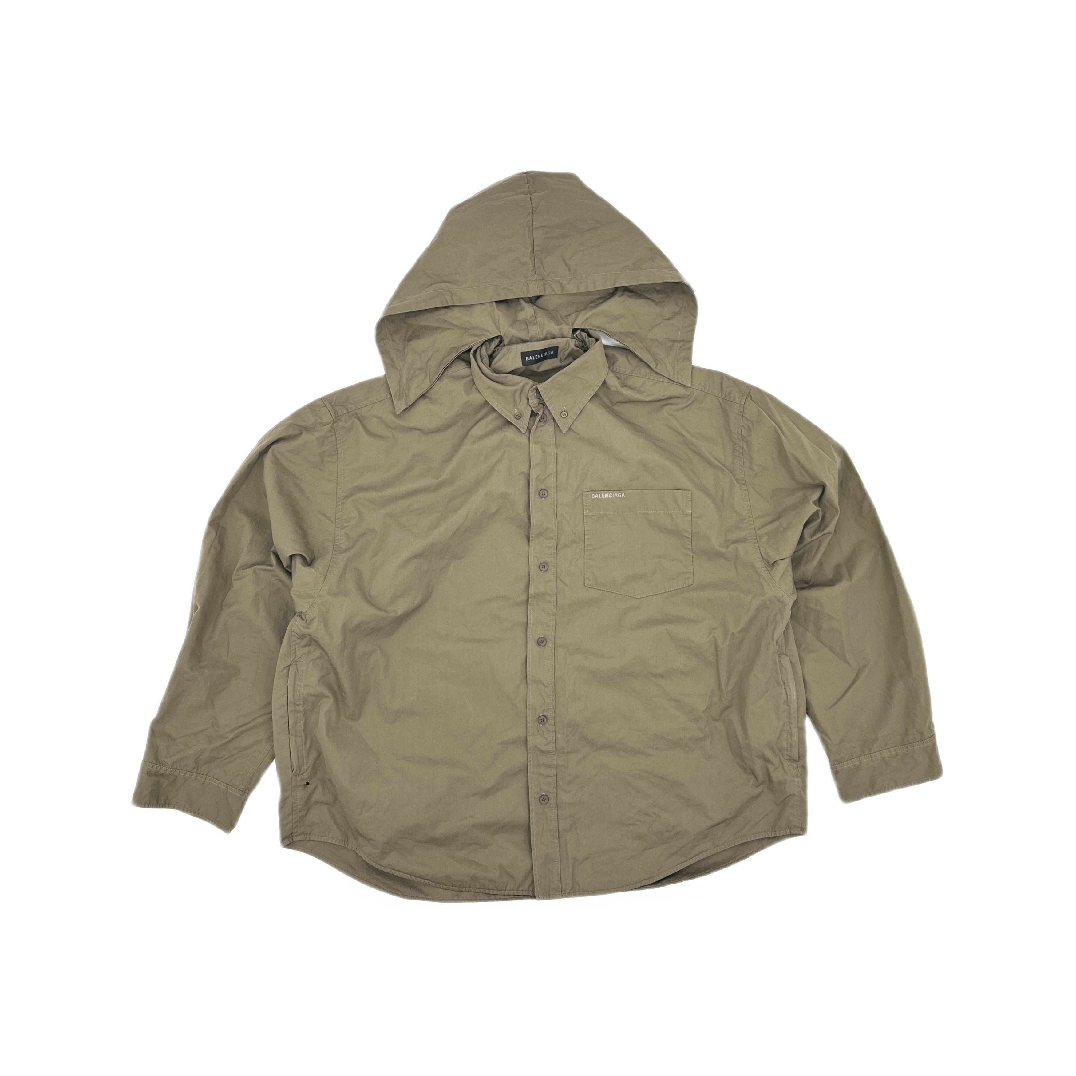 Balenciaga Balenciaga Khaki Hooded Button-Up Jacket Size 2 Size US M / EU 48-50 / 2 - 2 Thumbnail
