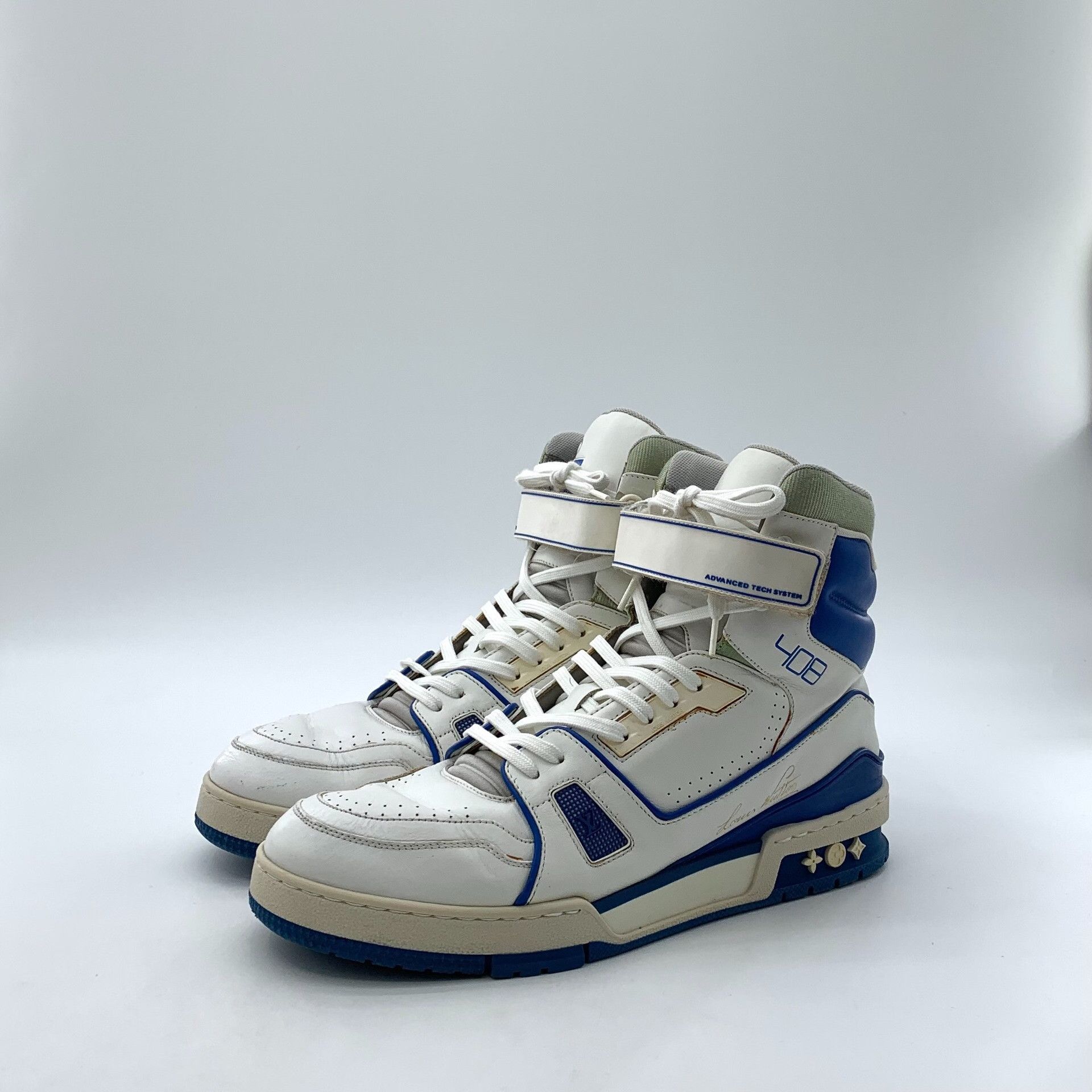 Louis Vuitton Louis Vuitton Blue/White Trainer Hi-Top Sneakers 8 Size US 9 / EU 42 - 2 Thumbnail