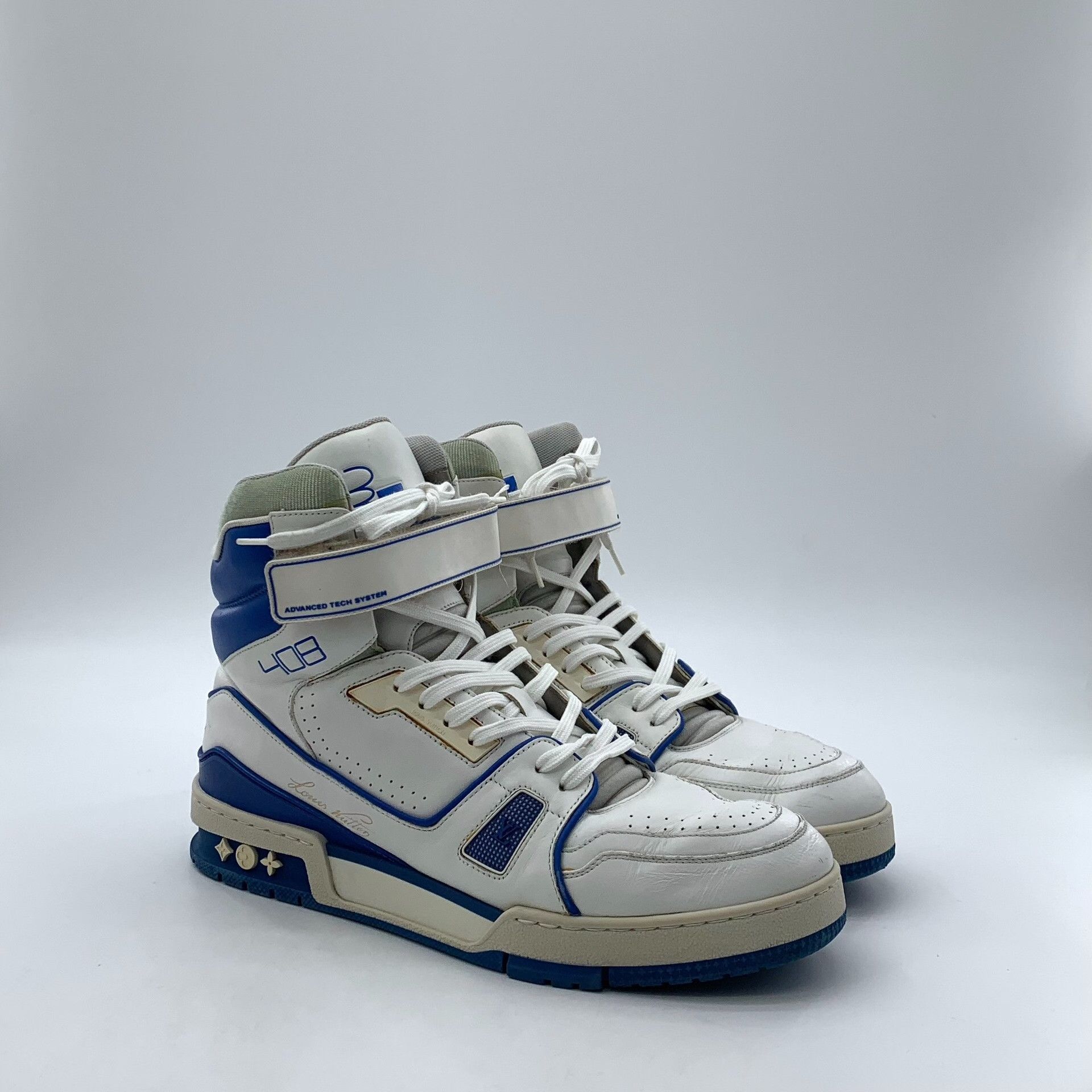 Louis Vuitton Louis Vuitton Blue/White Trainer Hi-Top Sneakers 8 Size US 9 / EU 42 - 3 Thumbnail