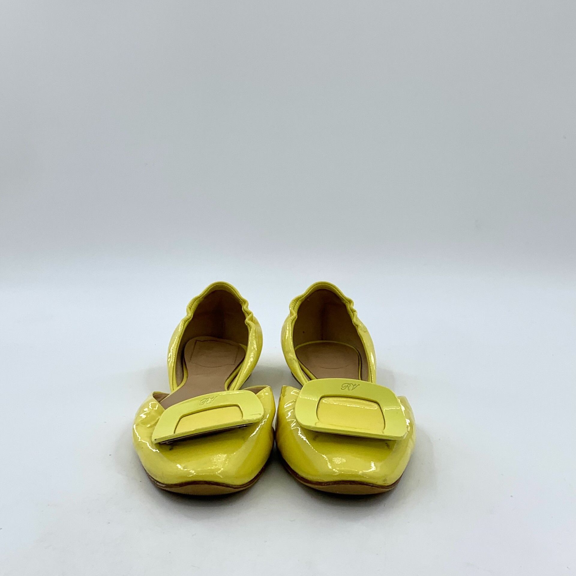 Roger Vivier Roger Vivier Yellow Patent Buckle Flats IT 37.5 Size US 7.5 / IT 37.5 - 4 Thumbnail