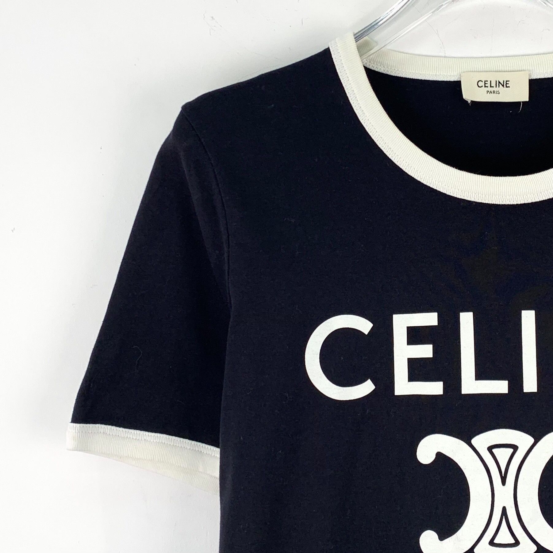 Celine Celine Triomphe Logo Ringer T-Shirt M Size M / US 6-8 / IT 42-44 - 4 Thumbnail