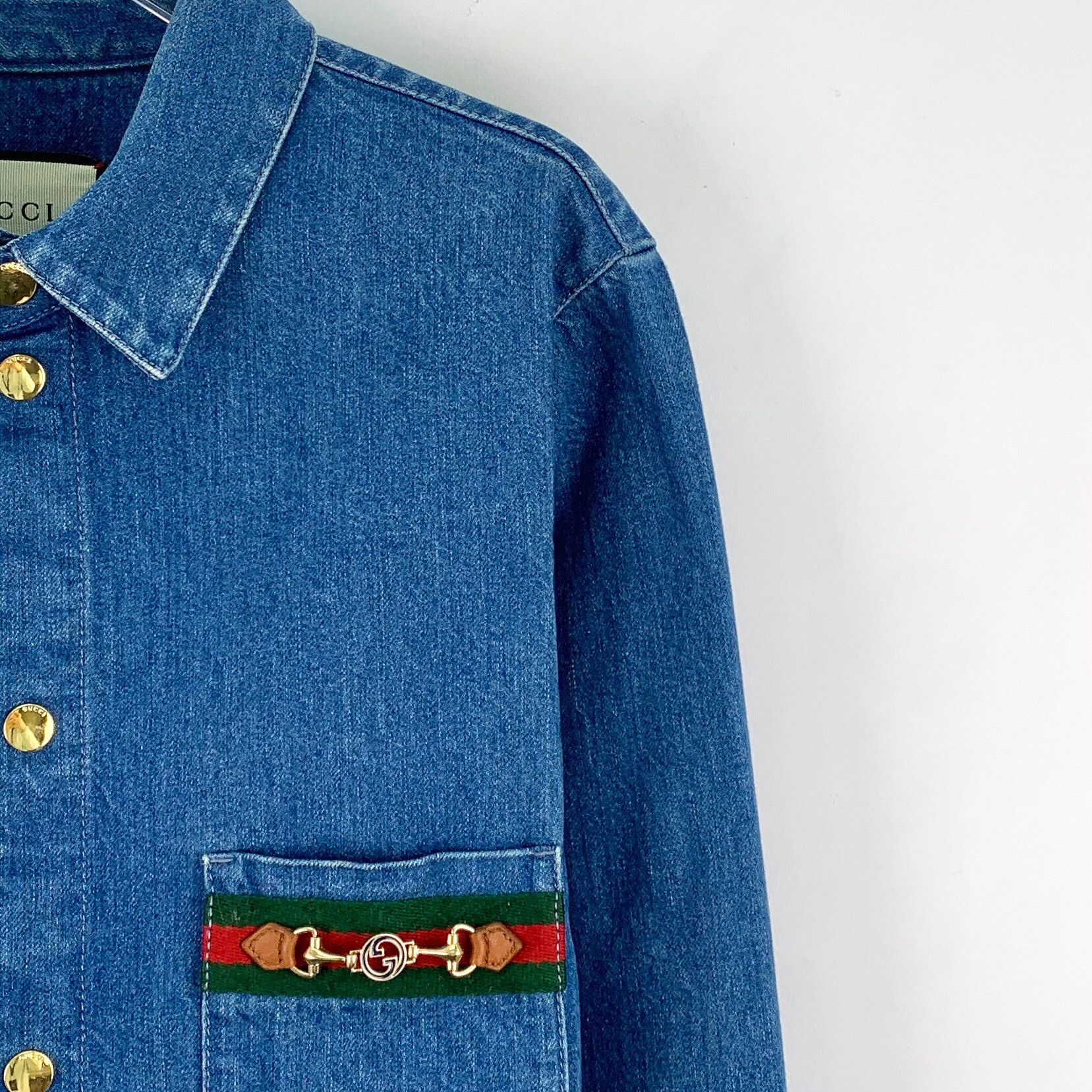 Gucci Gucci Horsebit Web Denim Shirt 46 Size US S / EU 44-46 / 1 - 4 Thumbnail