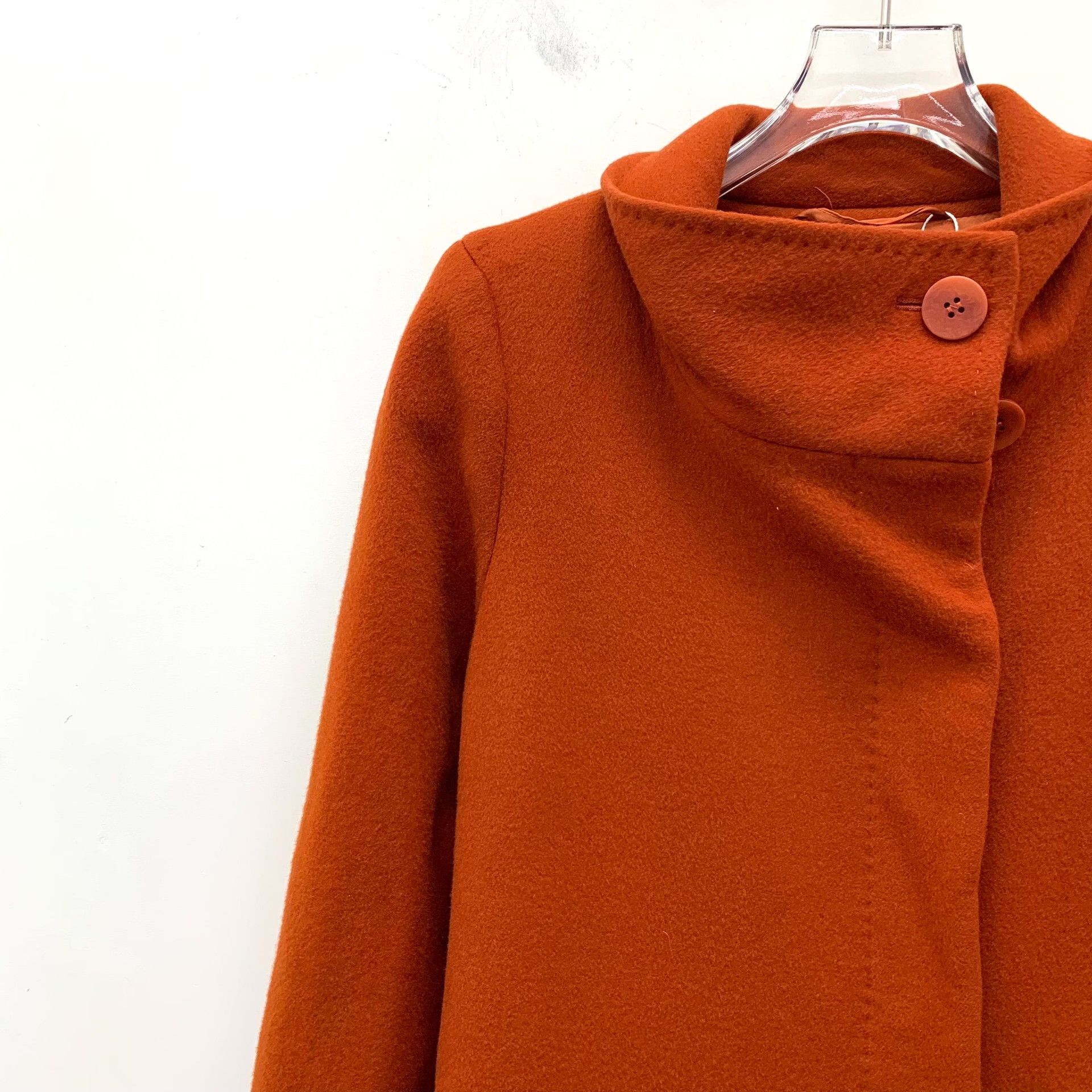 Max Mara MaxMara Orange Wool-Cashmere Stand Collar Coat IT 40 Size S / US 4 / IT 40 - 4 Thumbnail